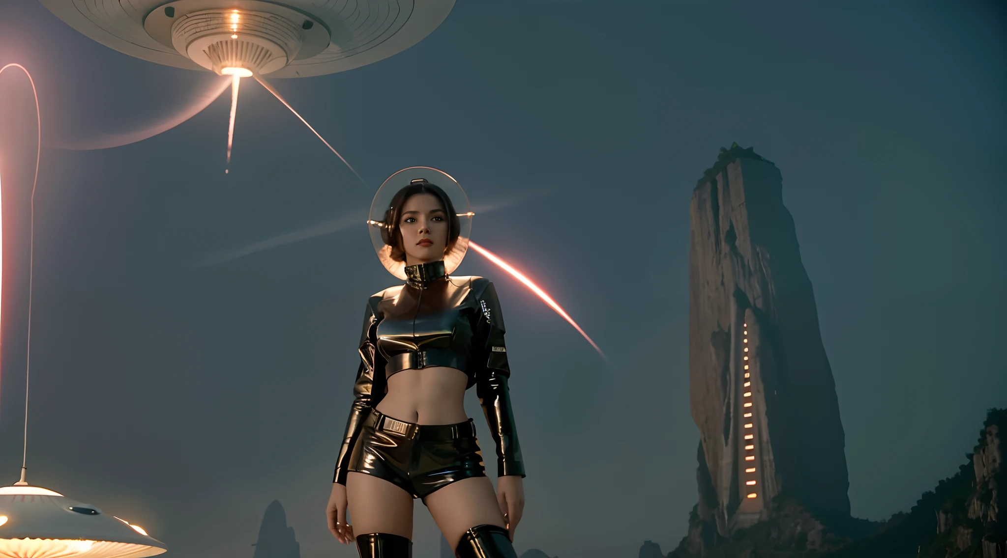 counter strike gaming, photorealistic, realistic skin textures. (((1girl, solo, alone))), female explorer, large-breast:1.2 slim:0.6 body, cleavage:1.1, sexy lingerie with jacket, (black sunglasses), (((holding a pistol))), dynamic pose, (half-body thigh:1.1 level medium shot), mysterious fog, cinematic lighting, ray tracing.