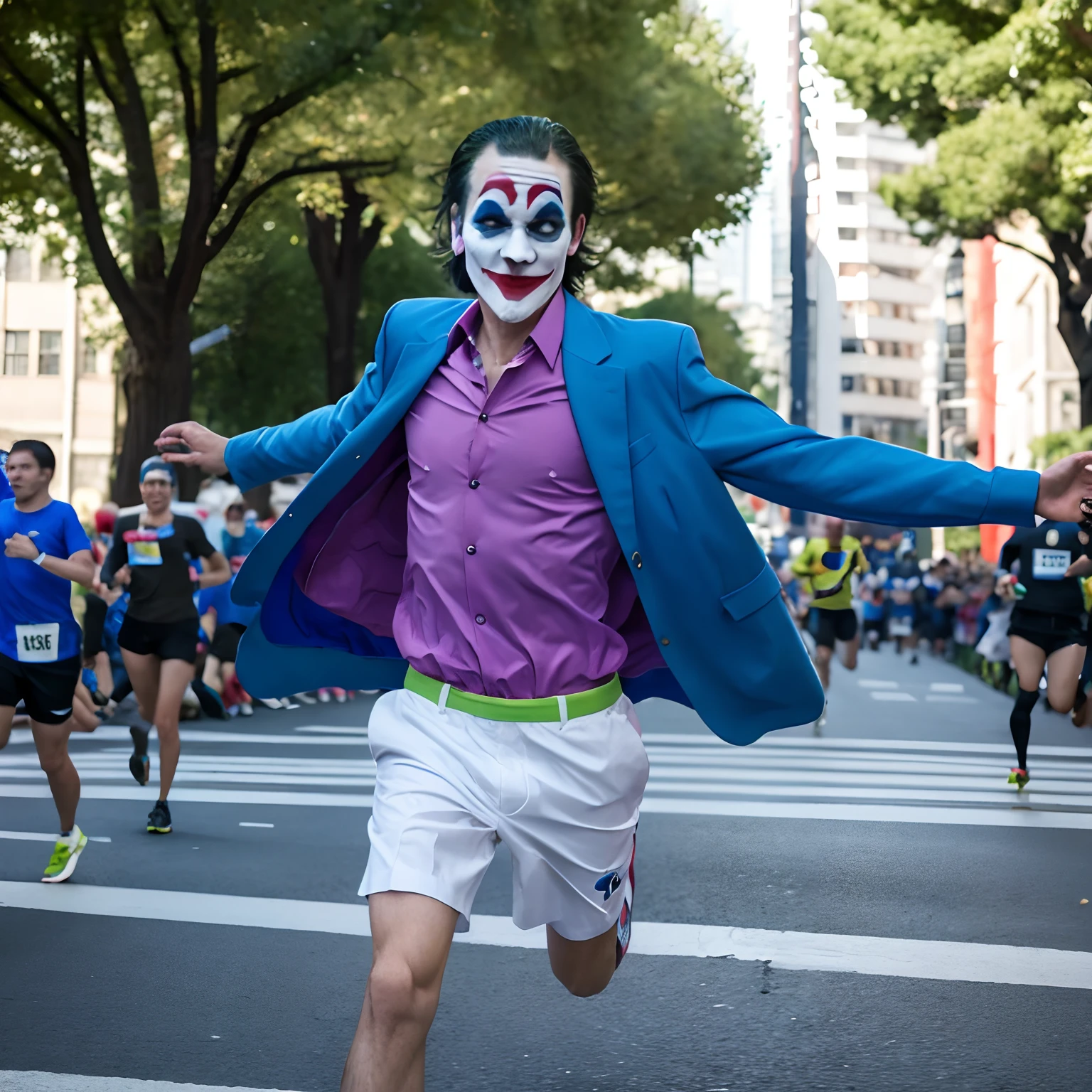 Joker running a marathon