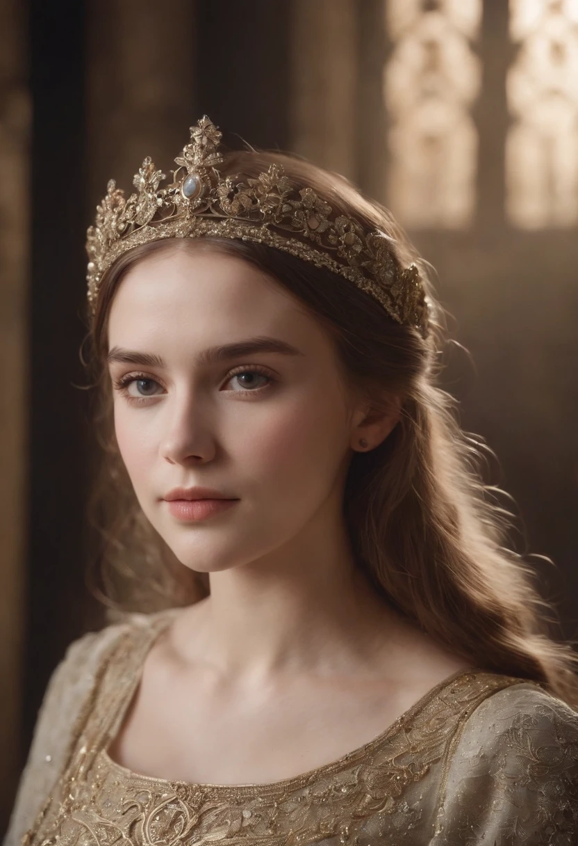 European and American court style，A girl covered in jewelry，Wear medieval vintage fashion，The background is dark，Rendered as a bust，The image scale is HD 9:16。