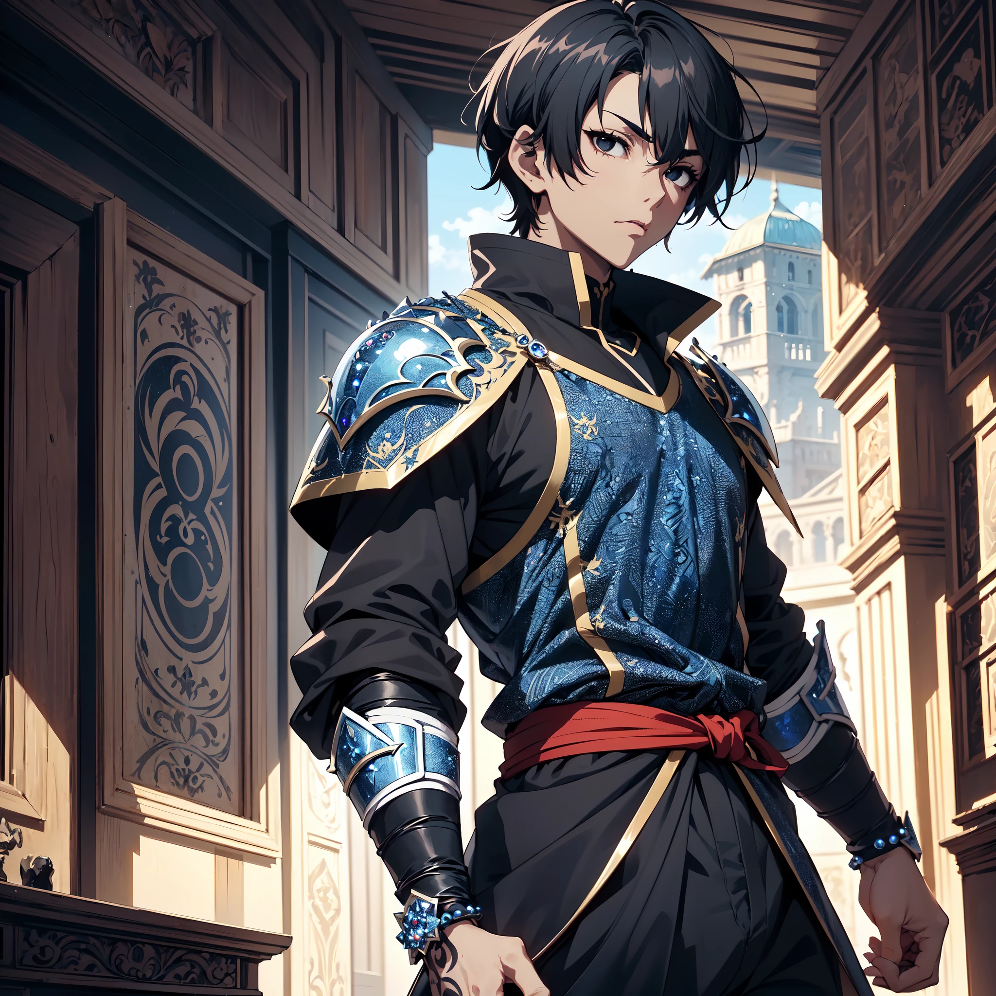 128K Ultra High Definition,
128K Ultra High Quality,
128K Ultra High Resolution,
Best Definition,
Best Quality,
Best Resolution,
Perfectly Detailed,
Perfectly Designed,
Extremely Detailed,
Extremely Designed,
Hyper Detailed,
Hyper Definition,
Hyper Quality,
Hyper Resolution,
Masterpiece,
(((Anime))),
Body Shot,
(((Boy))),
Handsome,
Muscular Body,
(((Black Short Hair))),
(((Black Eyes))),
(((Hyper Detailed & Perfectly Designed With Ultra High Quality Blue Sapphire Engravings & Jeweled Ninja Armor))),
(((Inside Of Medieval Royal Palace Background Scenery))),