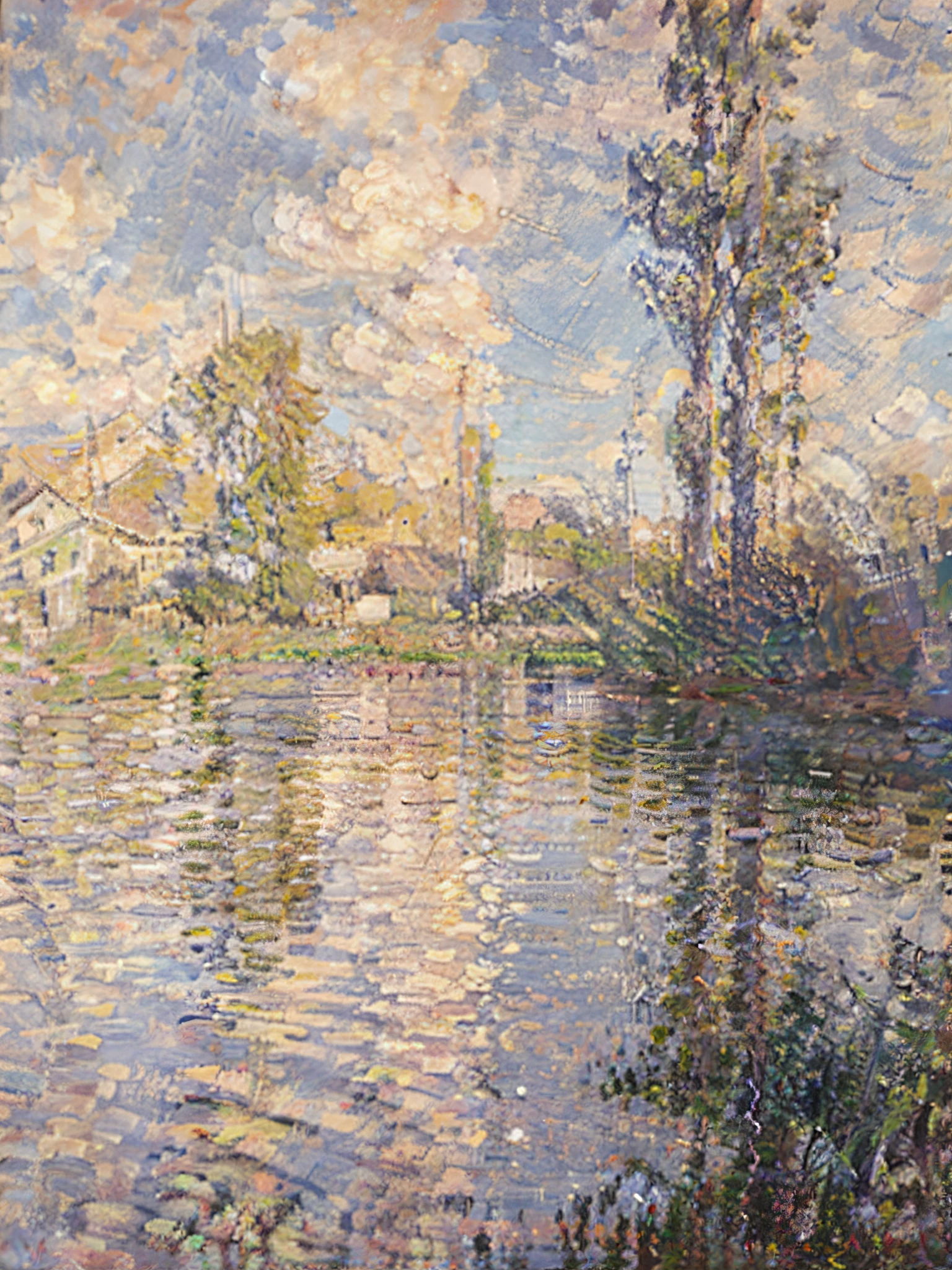 Monet，Pink，sweet osmanthus，River side，scenecy，