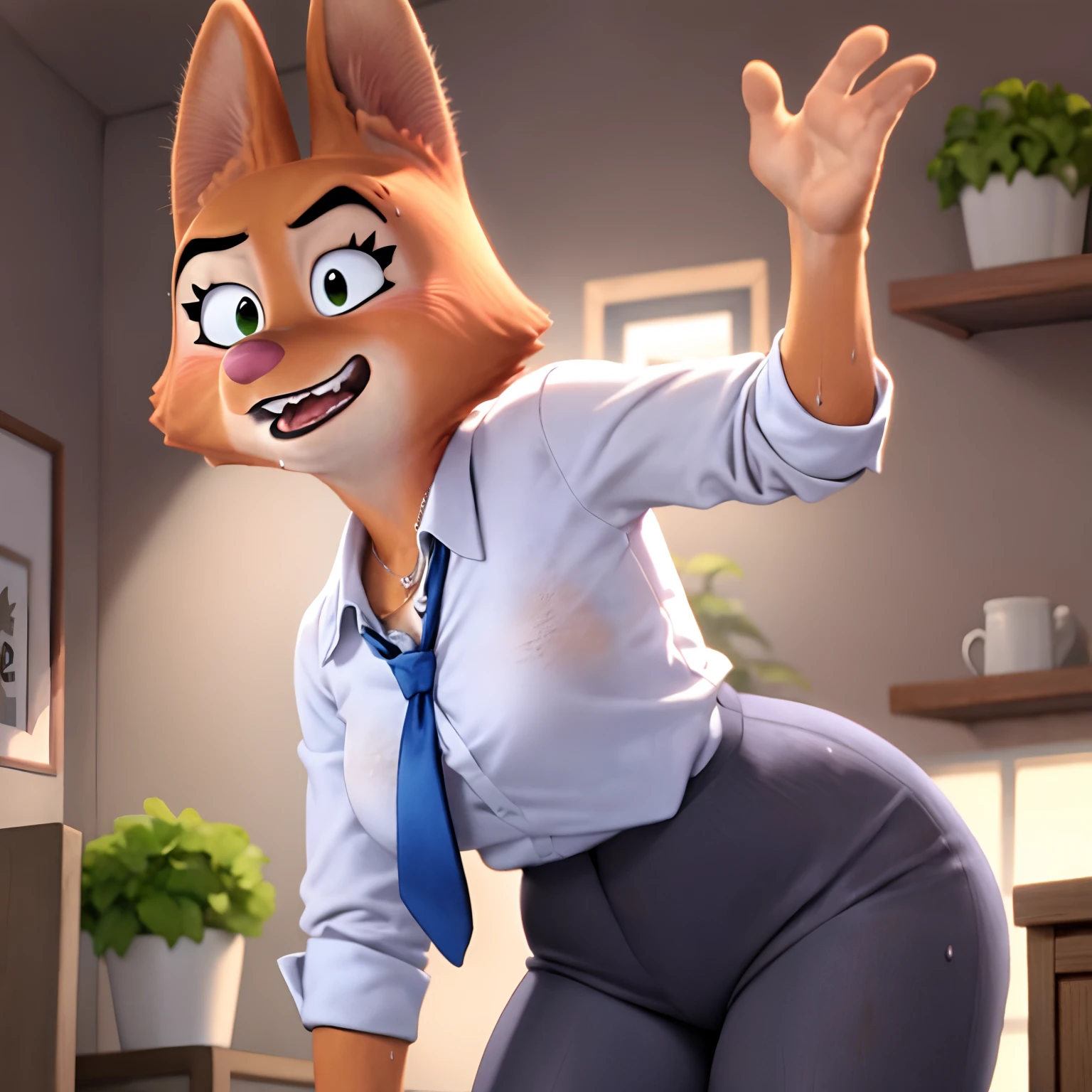 Diane foxington, sweating, secretary, pixar, smelly, stinky