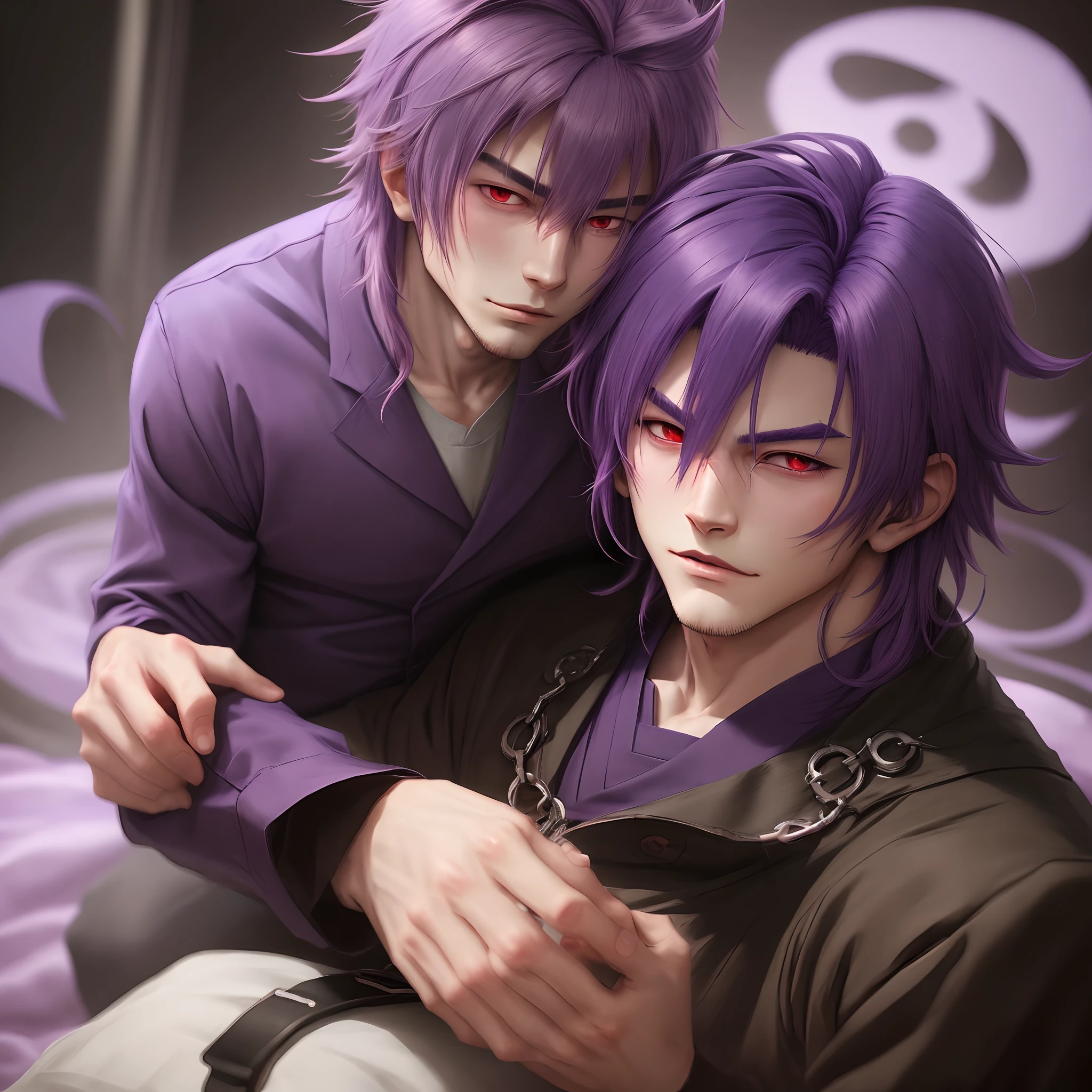 two handsome male attacked by violet tentacles、lots tentacles,gay,nsfw,((male body),cute penis),sadness, torn clothes,male anally fucked by a tentacle,((blush)),angry,(BDSM),(blue style),guy,male face,male casual fasion style,handsome man,man style,masterpiece