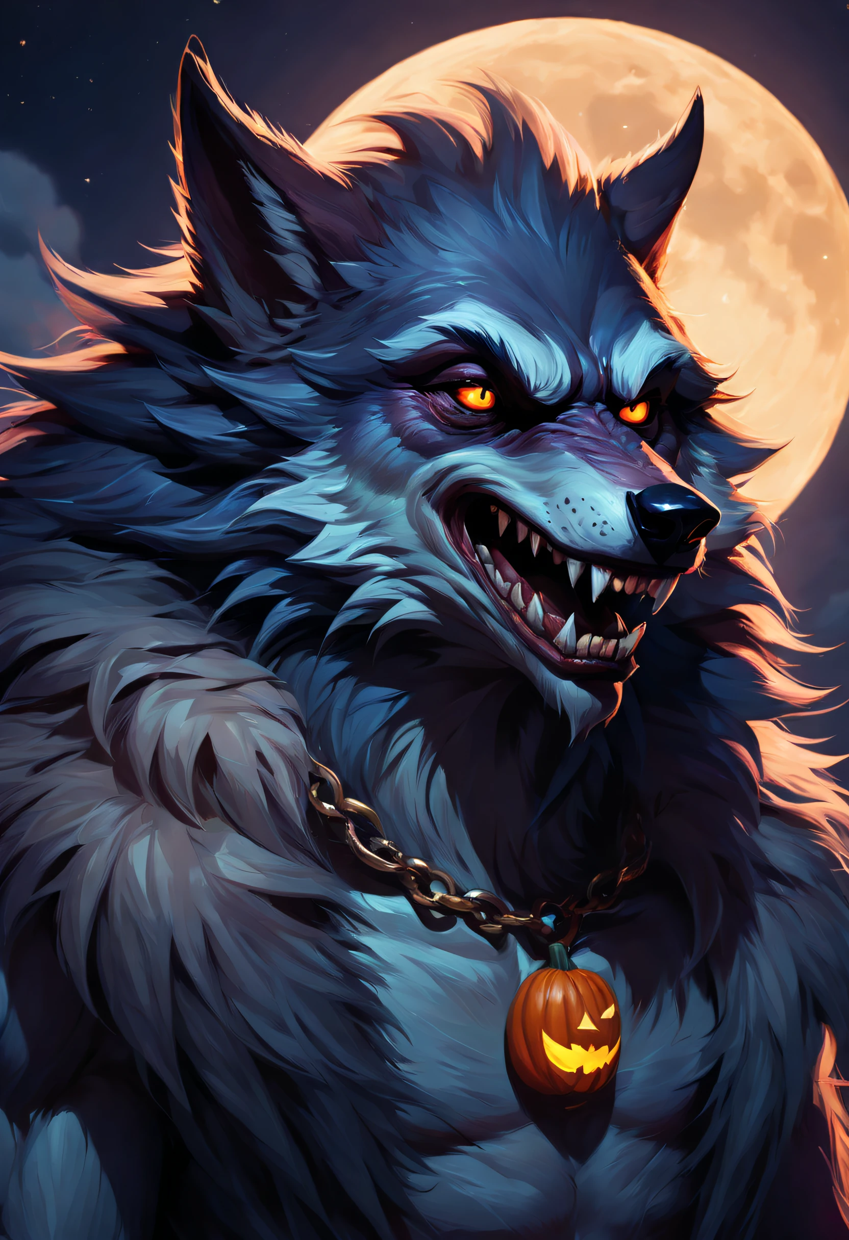the werewolf howls under the moon.