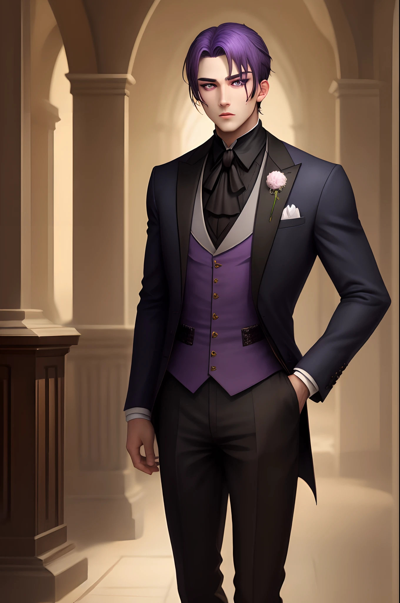 Purple Eyes Medieval Gentleman Black Character