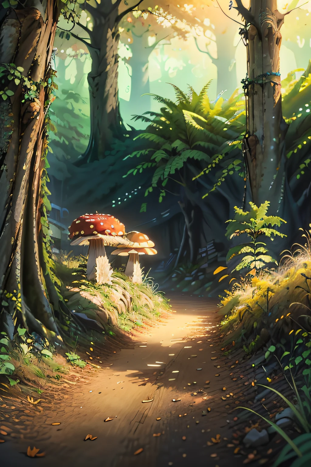 masterpiece, best quality, high quality,extremely detailed CG unity 8k wallpaper, An enchanting and dreamy scene of a fantasy forest, with towering trees, glowing mushrooms, and hidden fairy glens, creating a sense of mystique and enchantment, artstation, digital illustration, intricate, trending, pastel colors, oil paiting, award winning photography, Bokeh, Depth of Field, HDR, bloom, Chromatic Aberration ,Photorealistic,extremely detailed, trending on artstation, trending on CGsociety, Intricate, High Detail, dramatic, art by midjourney