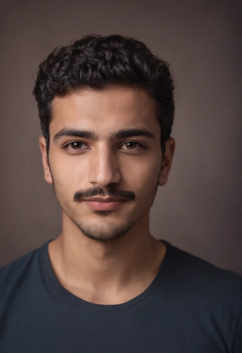 Passport photo of a 22 year-old Egyptian handsome man with moustache