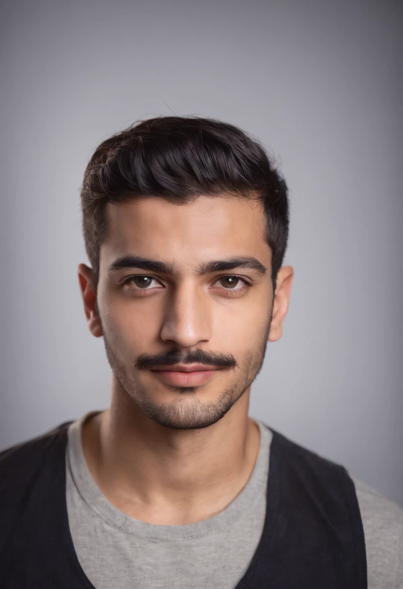 Passport photo of a 22 year-old Egyptian handsome man with moustache