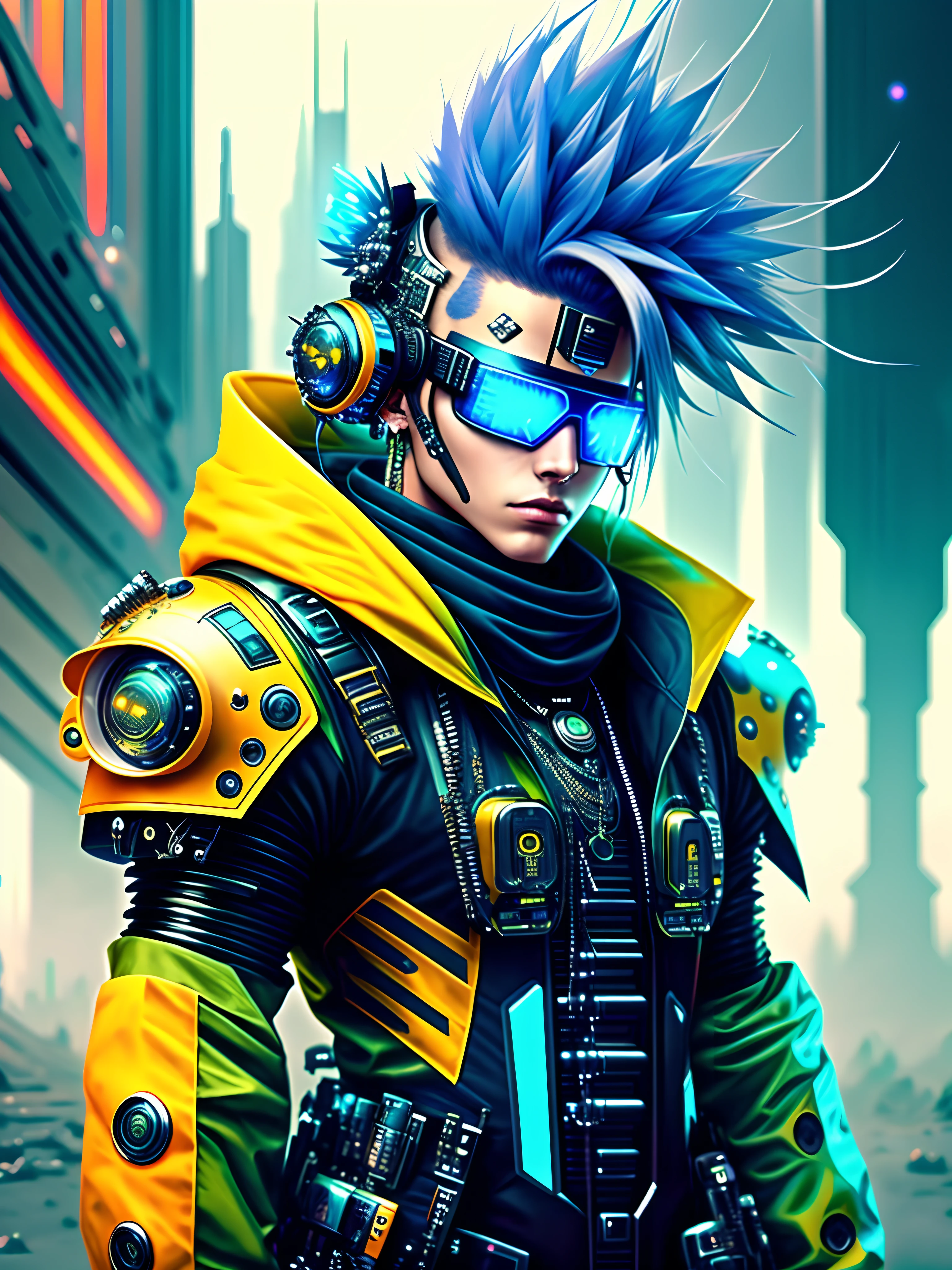 Cyber punk man fantasy and SCI fi beautiful look