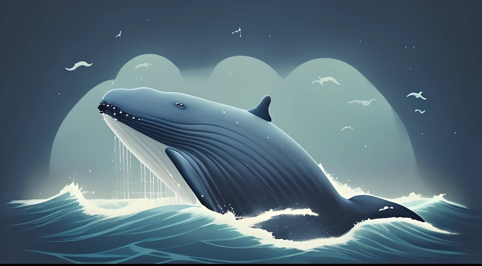 Hello, whale. She's been singing beautiful songs all day, and now it's time for her to get some rest. Let's help the whale get cozy and say good night. dark in ocean