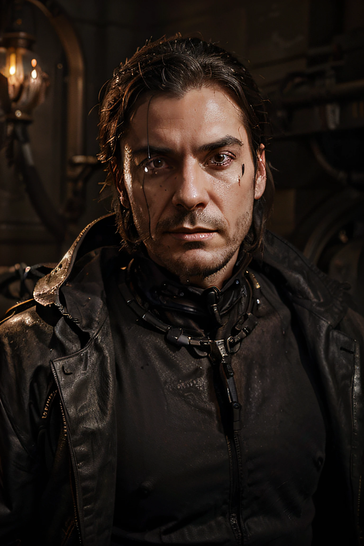 face_portrait, crude, mechanical, adult_male, evil, sinister