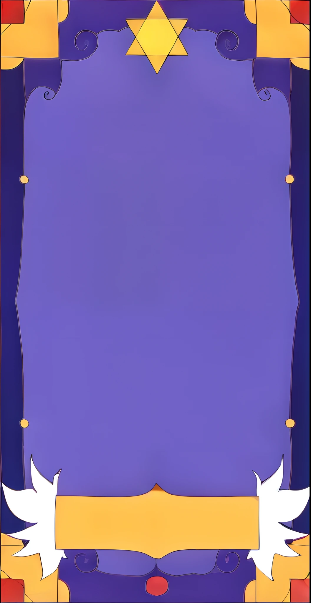 k hd, magia, divino, Purple and yellow frame,Two white doves and a star, game overlay, Background(Solid), background is purple, card back template, vertical movie frame, Purple background, Mobile game background, random background scene, inside stylized border, stop-motion, Pure purple background, full card design, Simple background, Center in the panel, playing card back, poster background