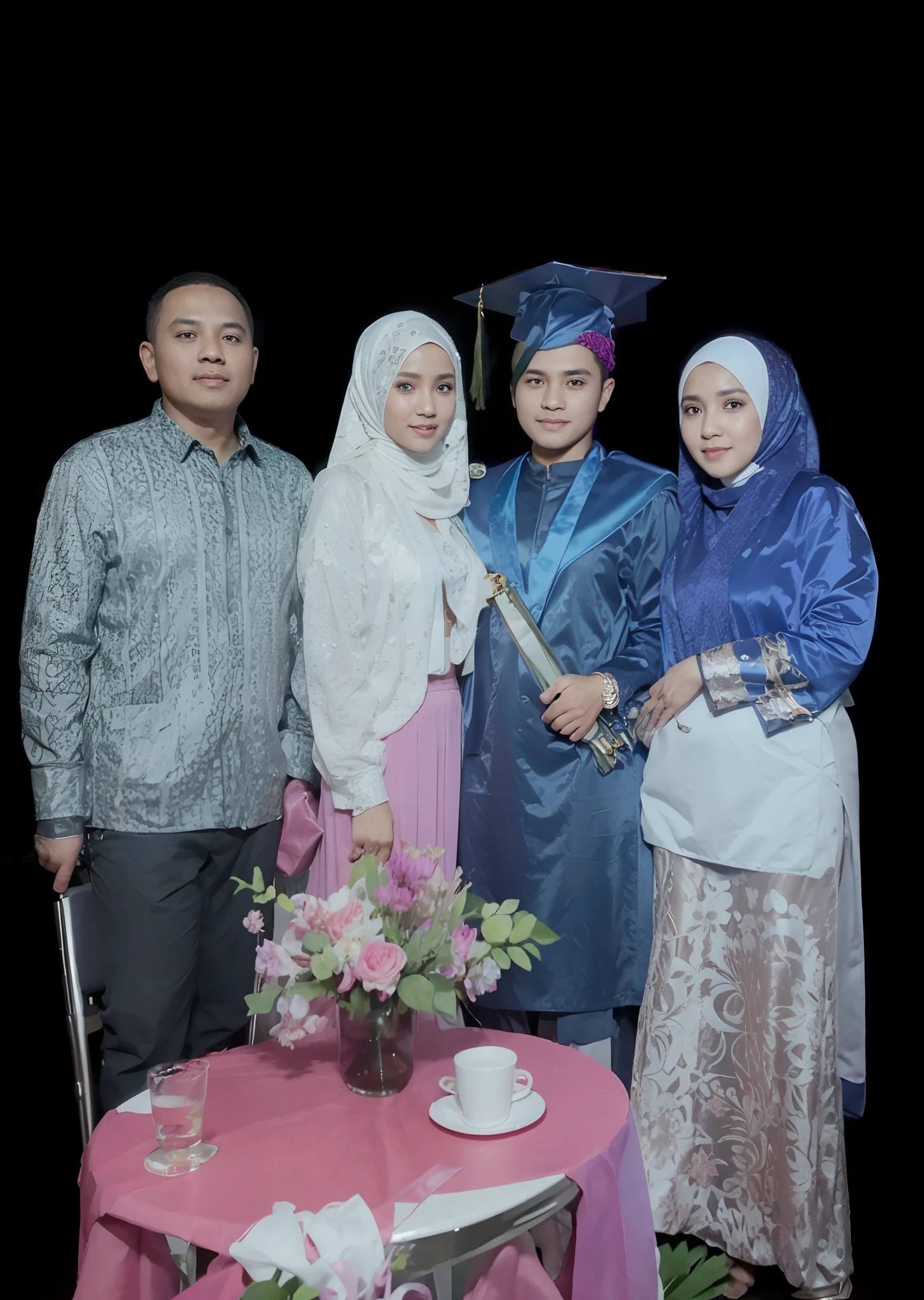 graduation and fammily, ultra hd,foto studio room,potret,hijab 8k