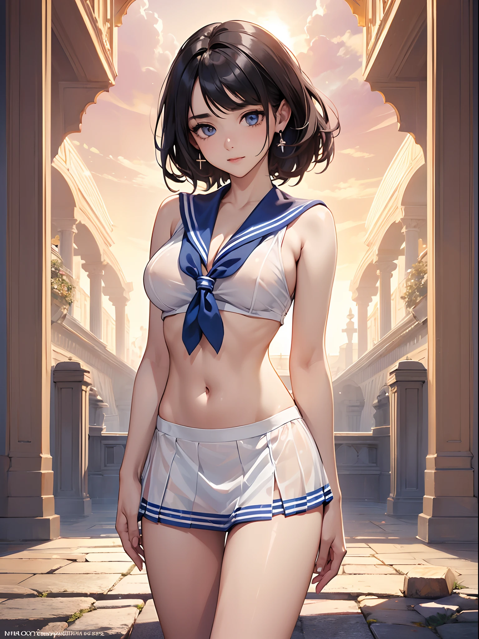 (((toppless))), (((Show off ))), (((Showing off the legs of the spread tread))), (((large full breasts))), (((show off cleavage))), extremely detailed CG unified 8k wallpaper, very fine 8KCG wallpaper, (masterpiece, Best Quality), High resolution, Ultra-detailed, ultra-sharp, 1 girl, full ,Naked, in beach, ((( Light sailor shirt, Sleeveless, Open front))), (((Navel ))), (((Sheer Micro Mini Skirt))), (Beautiful face, Cute face, Detailed face), (((Detailed beautiful eyes))), BREAK, (((Sunny))), Perfect Eyes Eyes