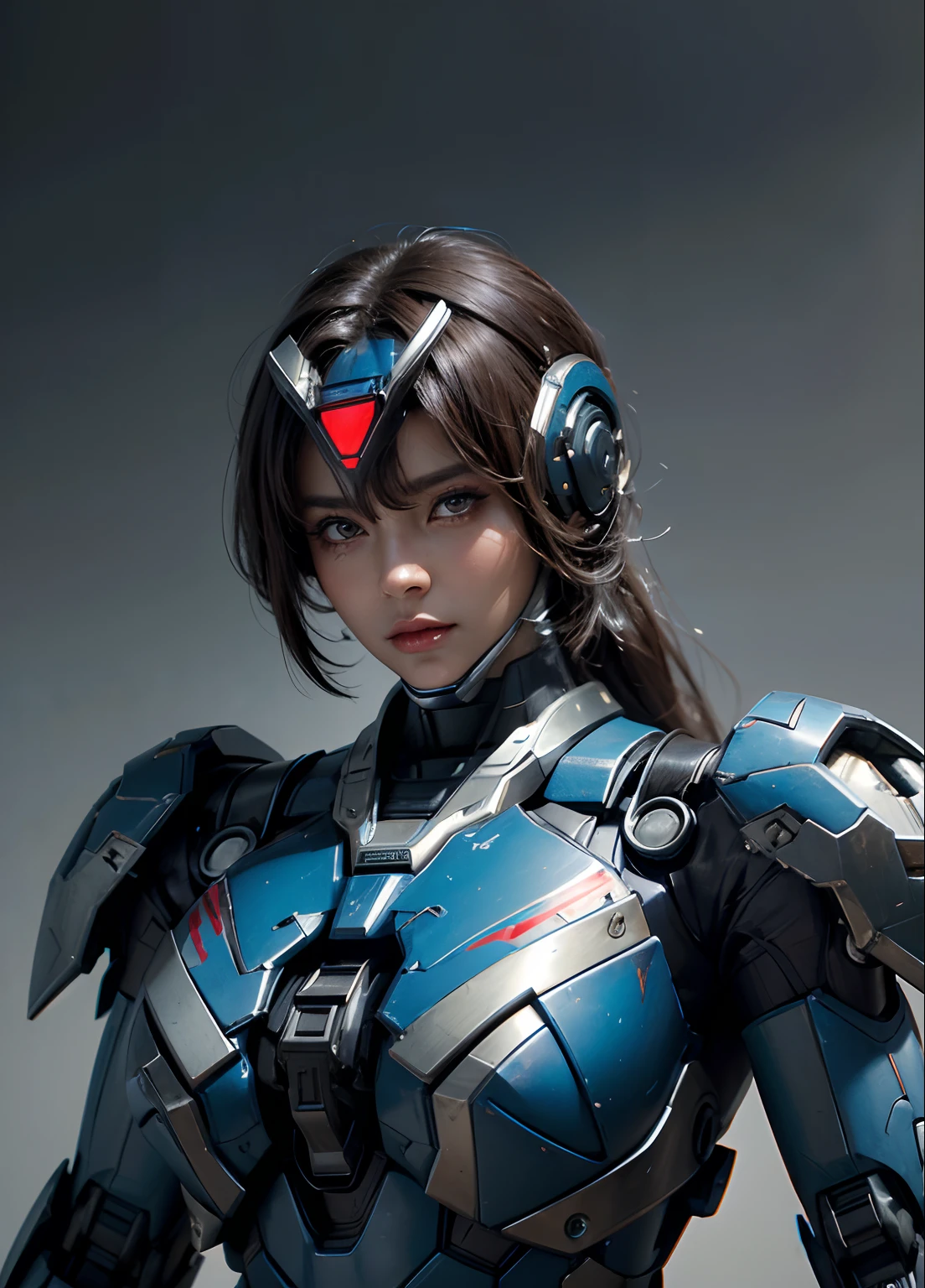 Textured skin, Super Detail, high details, High quality, Best Quality, hight resolution, 1080p, hard disk, Beautiful,(Iron Patriot),beautiful cyborg woman,Mecha Cyborg Girl,Battle Mode,Girl with a Mecha Body,She wears a futuristic Iron Patriot mech,Fulll body Shot