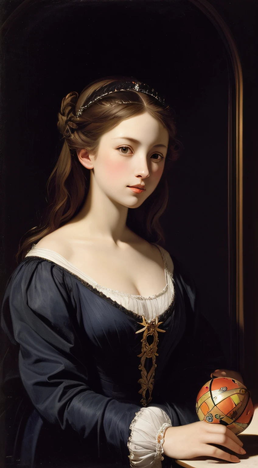 astronault,Paintings by Vigée Leblanc,Rubik's Square,Geometry,Beautuful Women,dark backgrounds,Chiaroscuro of Caravaggio,stain glass