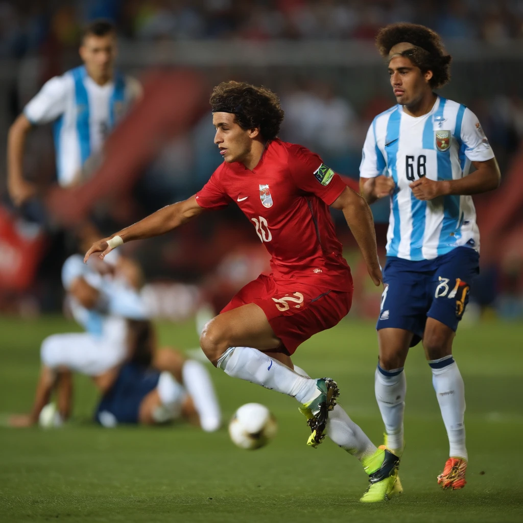 Uruguayan nationality, Born in 2008, 21-year-old, South American, Central midfielder, Face only, Frontal photo