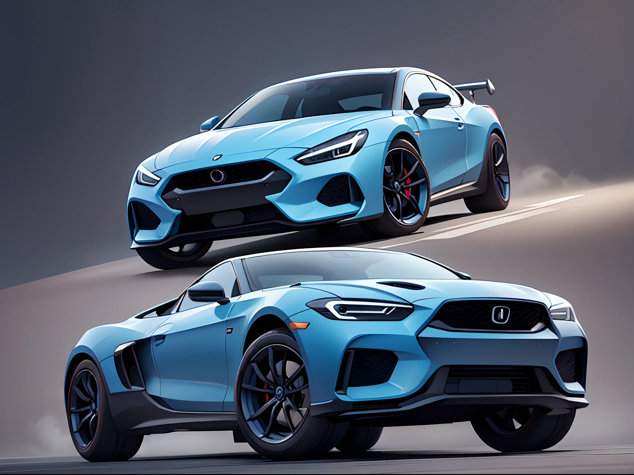 Future cars with fresh design、There is a drawing on the body.