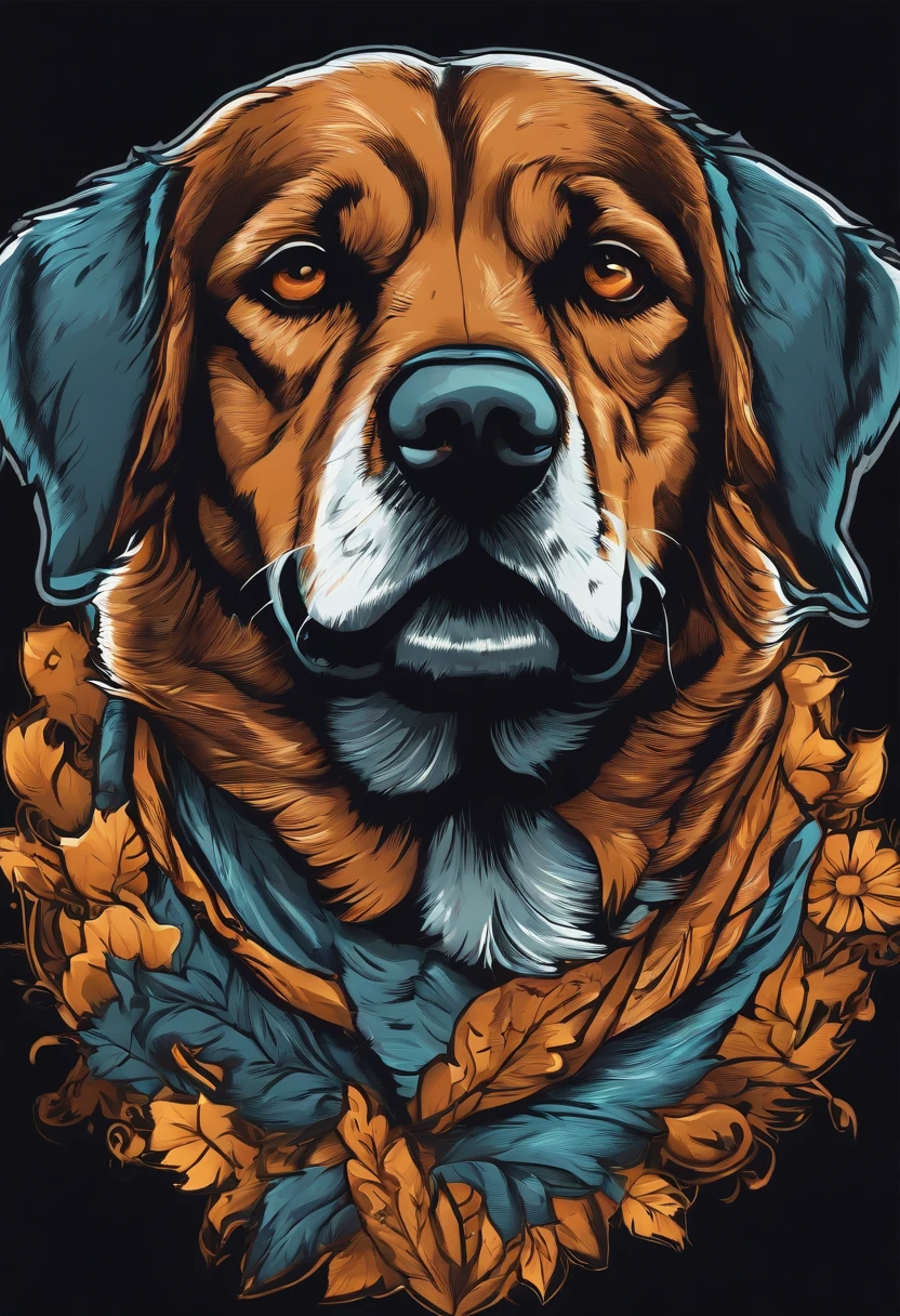 /Imagine Prompt: Dog illustration for sticker on black background, Bold outline style, jagged, Trashcore, Light Shading - V 5.2