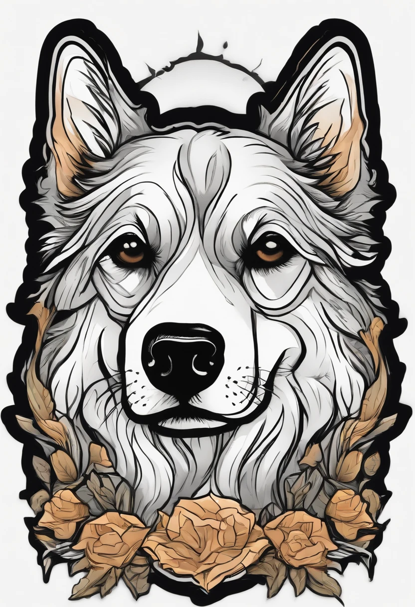 /Imagine Prompt: Dog illustration for sticker on black background, Bold outline style, jagged, Trashcore, Light Shading - V 5.2