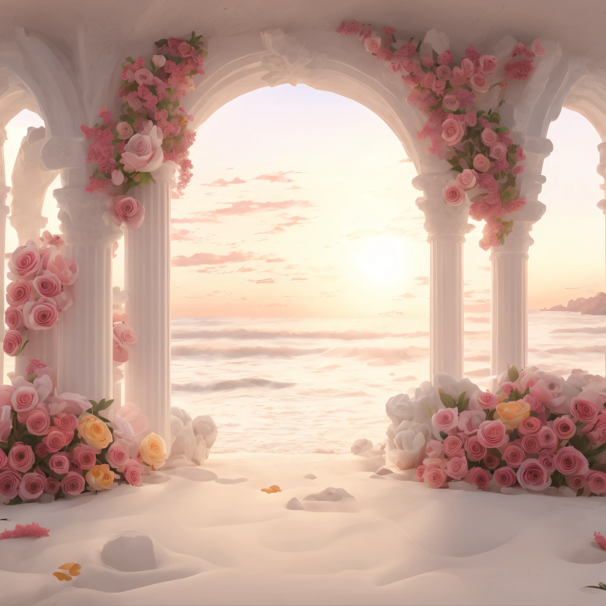 vista al mar con hermosas olas pegando en el arrecife de coral, 4k, ultra realista, toque romantico