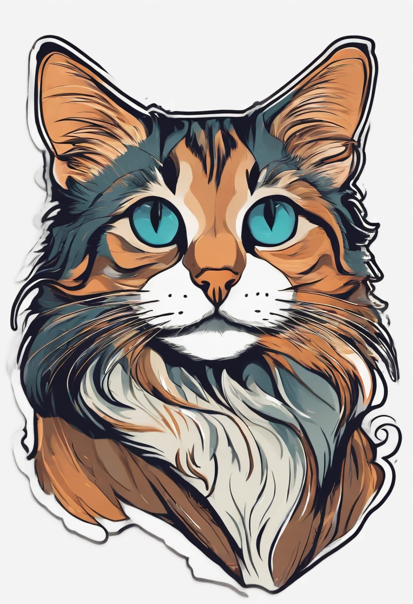/Imagine Prompt: Cat illustration for sticker on black background, Disney style, jagged, Trashcore, Light Shading - V 5.2