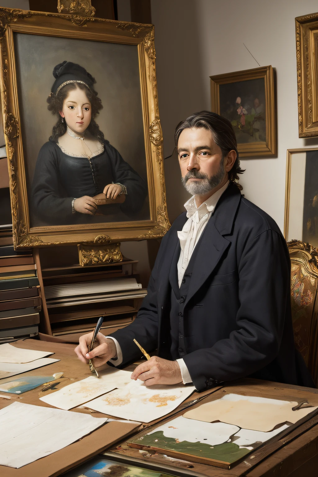 Vigée Leblanc painting in his studio