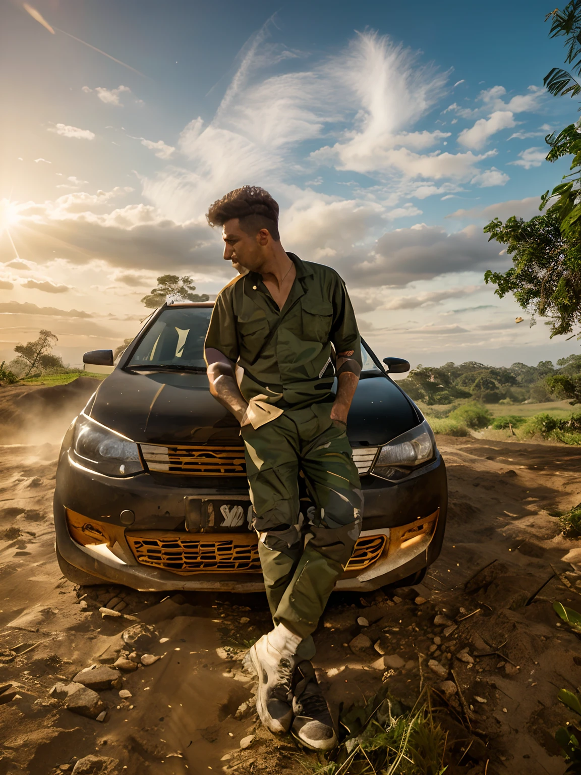 Cartoon, hd background, off road jungle, high quality picture