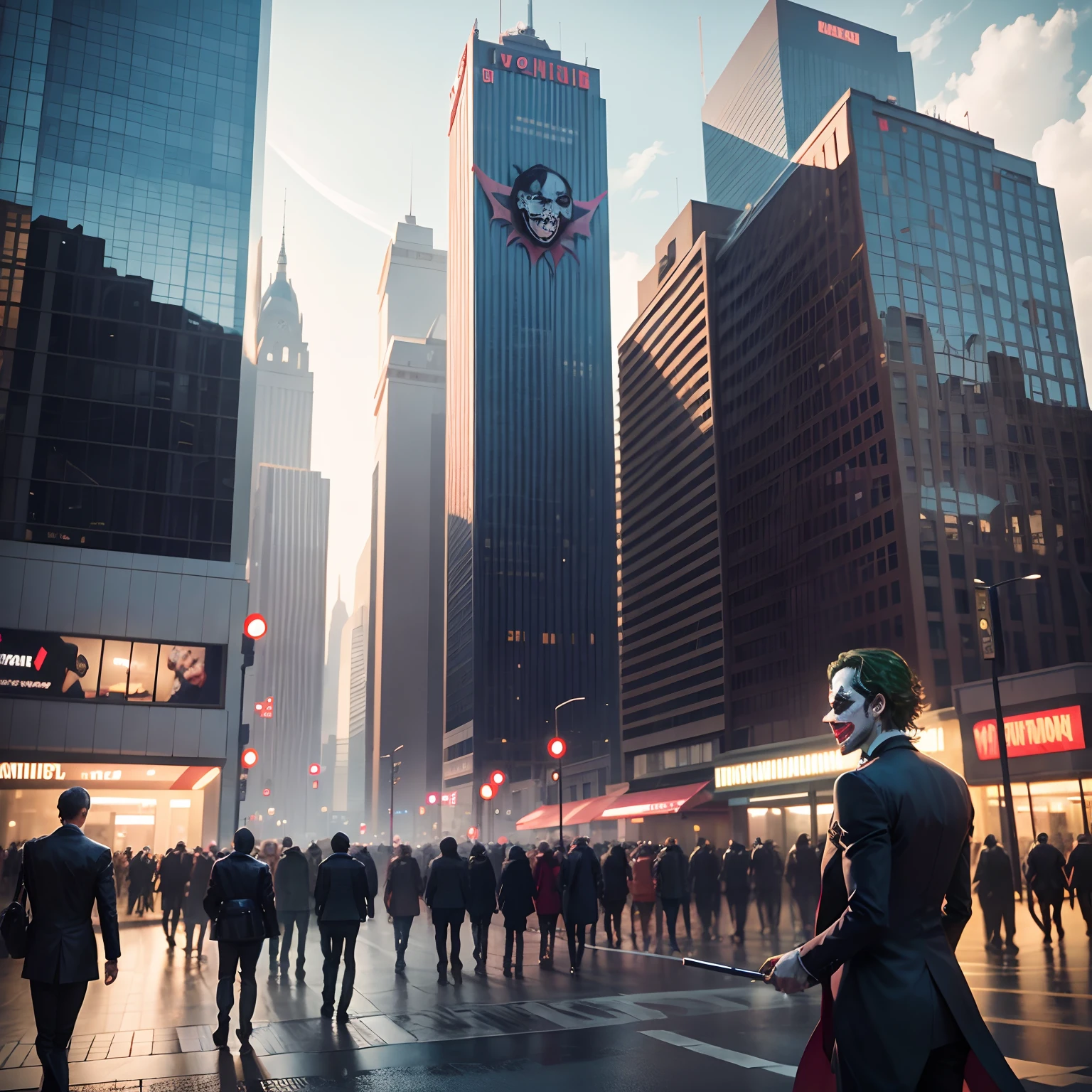 [(large screen in city): Joker:0.3]