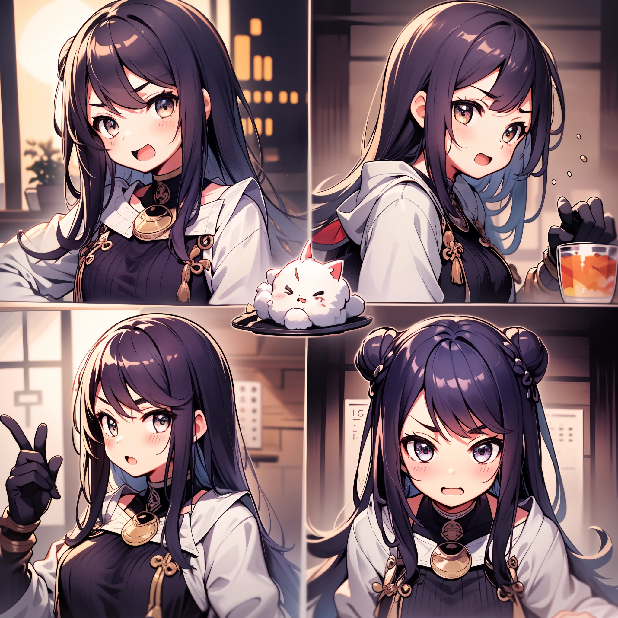 1 Cute Girl，9 tables，9 poses and expressions，Different emotions，10