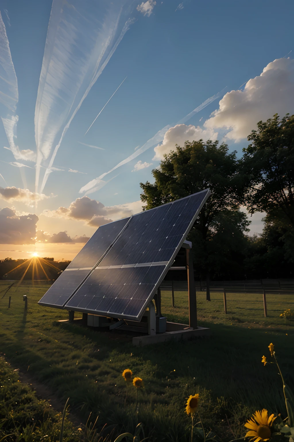 a pictuire of solar panel with sunshine