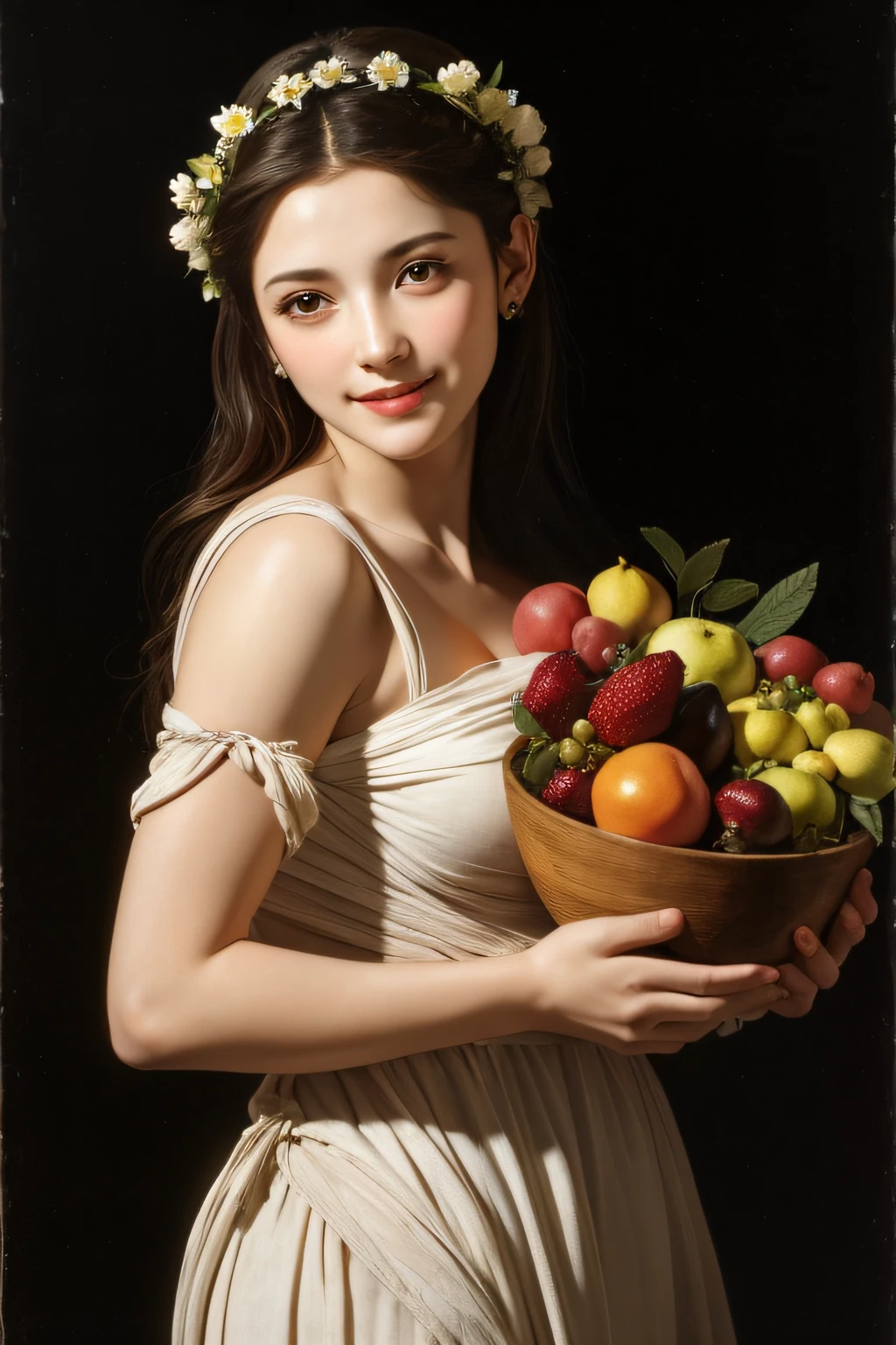 femele,Pure smile, Caravaggio's paintings,florals,fruits,Big breasts