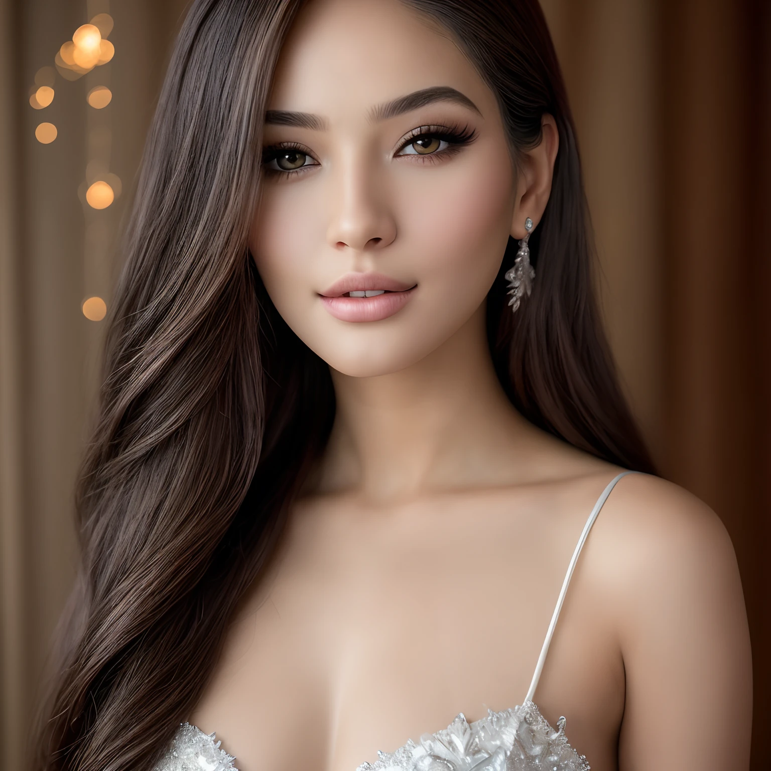 Transcendent beauty of Venezuela、miss universe、One lady、full body Esbian、sexy dress、电影灯光、looking in camera、(masutepiece), (Realistic), (Photorealistic: 1.2), (Raw photo: 1.2), (Best Quality: 1.2), (Detailed face: 1.4), (Beautiful detailed eyes: 1.2), (detailed hairs)