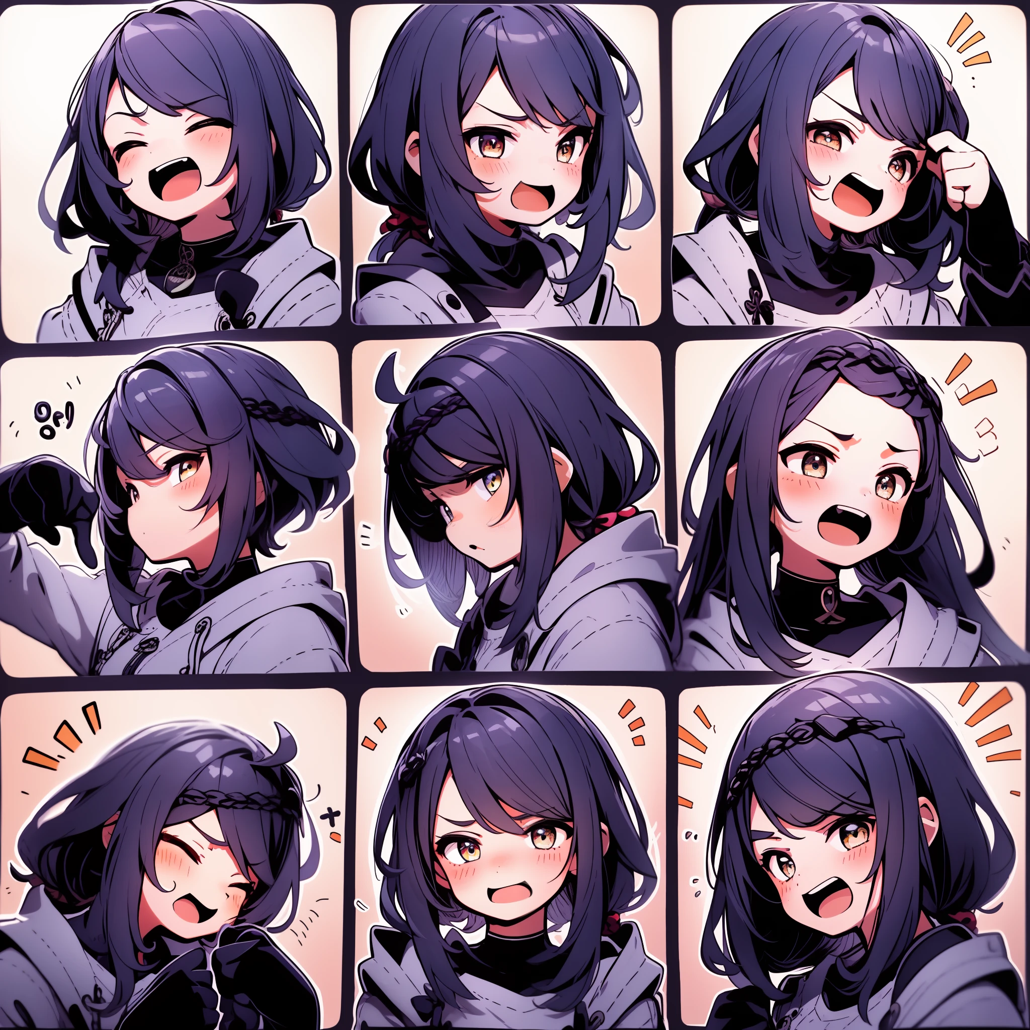 1 Cute Girl，9 tables，9 poses and expressions，Different emotions，10