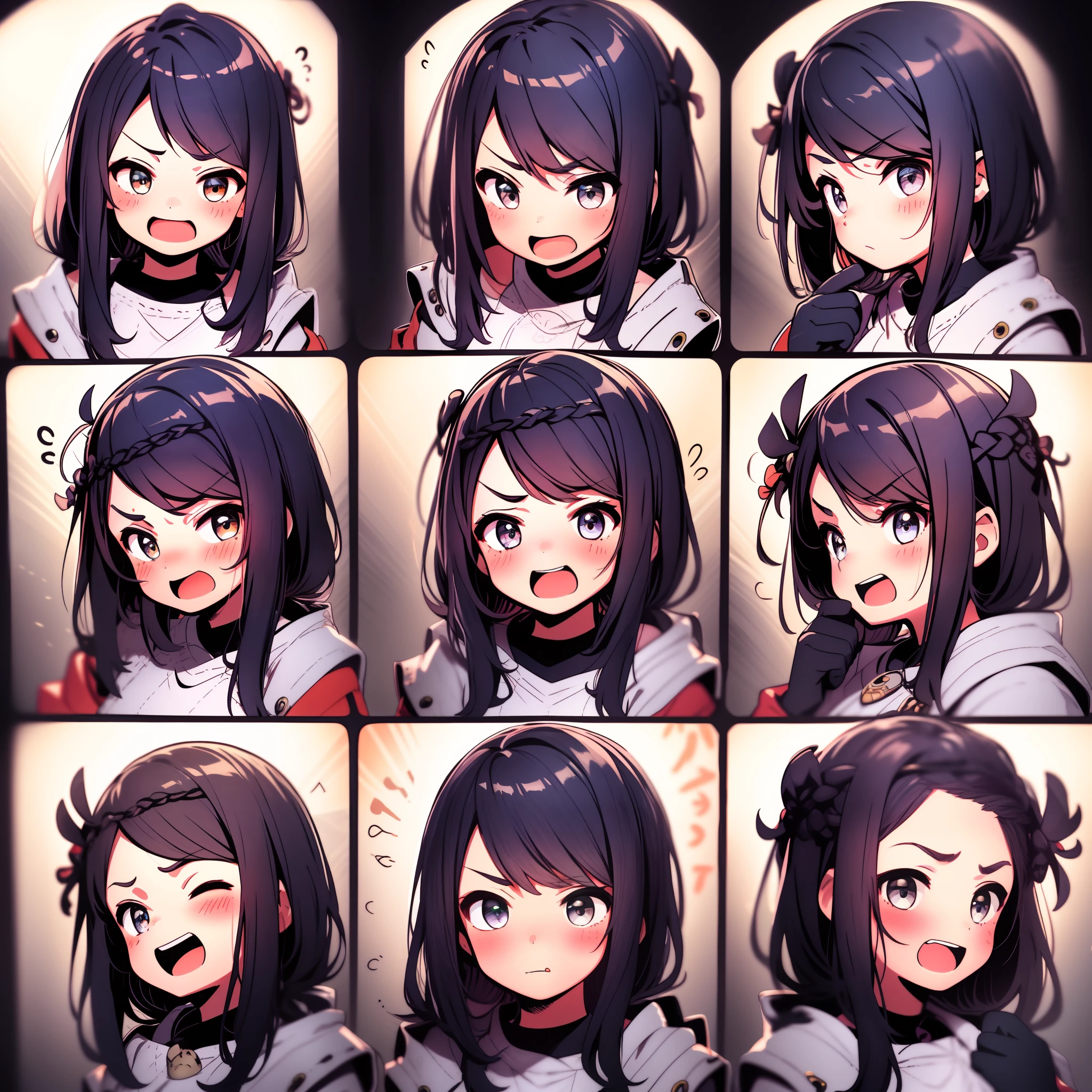 1 Cute Girl，9 tables，9 poses and expressions，Different emotions，10