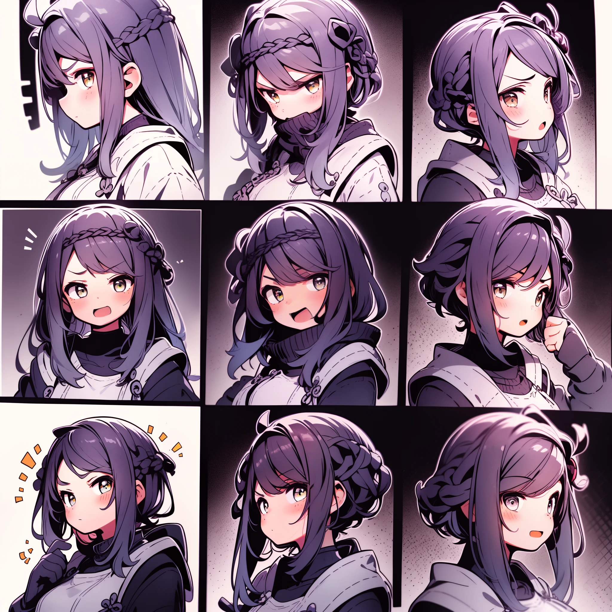 1 Cute Girl，9 tables，9 poses and expressions，Different emotions，10