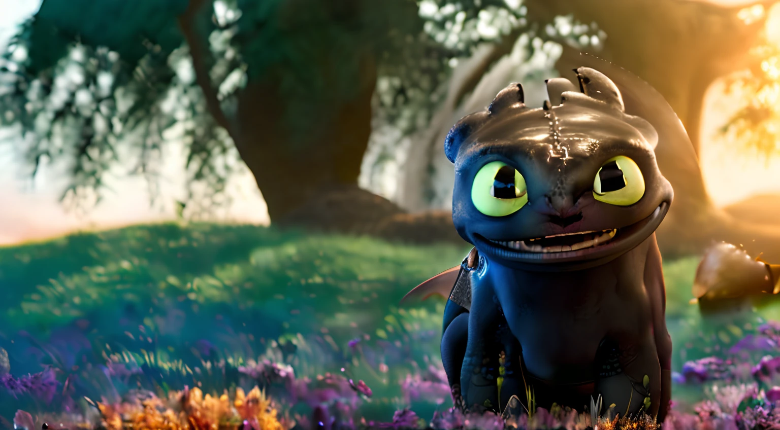 Chimuelo de Disney, How to Train Your Dragon, Mirando desde adelante, boca abierta, kawaii, cuerpo entero, adorable, Lindo