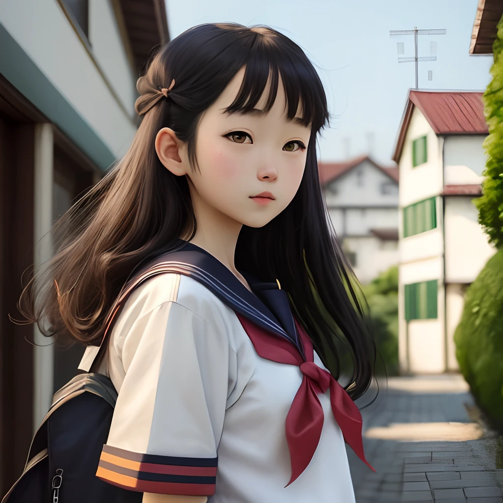 Girl in Ghibli style sailor suit