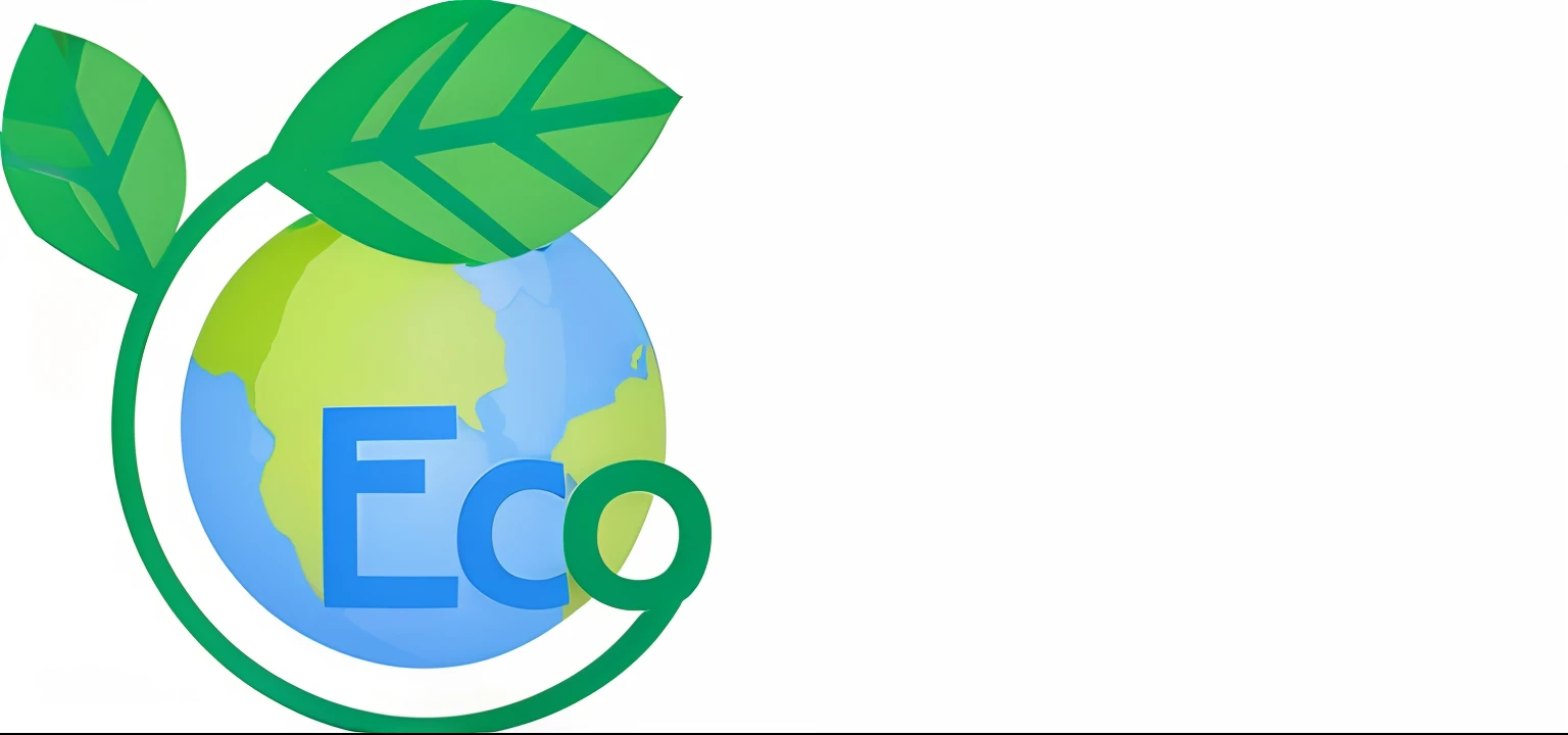 Logo com o mundo globo, folhas verdes, a palavra ECO,