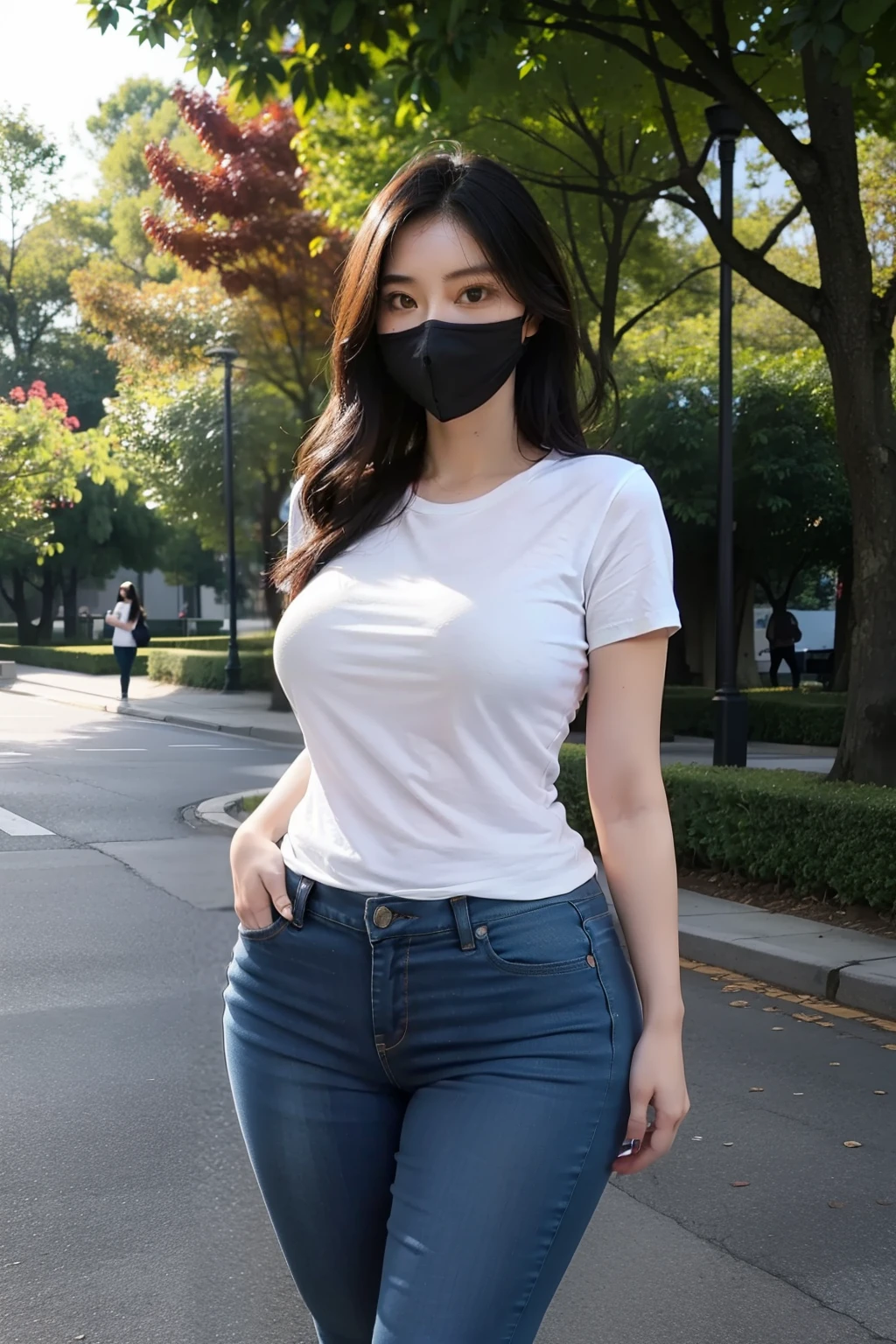 (((Perfect anatomy with detailed depictions of the limbs))),(((Capture the essence of the action and never miss a photo opportunity))),4k,One person,Fantasy,Shiho, who plays the role of a female ninja with beautiful E-cup breasts and a coke bottle body,(((Shooting in a quiet bamboo grove deep in the mountains on a moonlit night,The moonlight is impressive,江戸時代の完全黒尽くめのstealth忍者時代劇衣装,Run silently through the bush,Tight black detailed long sleeve ninja costume))),Ponytail, muscular, slim waist, coke bottle body,((She is wearing a tight black skirt with her face covered in black cloth and black socks.)),Glaring gaze,(ultra precise detailed),(Masked Face),(Quick Movement),(stealth),(Mysterious),(arms),(knife),(Shuriken),(dagger),(両手にショートknifeを持つ),(Shuriken),(Graceful pose),(evening),(Moonlit Sky),(Enchanting shadows),((Magical Aura)),(daring acrobatics),(Ninja Master),(Quiet footsteps),(Highly skilled),(dedicated warrior),(invisible assassin),(Ninja Master),(Intricate details),(secret gaze),(The glaring eyes are impressive.),(Concentration),(Epic battle scenes),(Mysterious力),(rippling muscles),(Fierce determination)、(Warrior's),(exhilarating action),(Traditions of),(unbreakable code),(fearless guardian),(unparalleled combat skills),(constant vigilance),(invisible protector),(highest quality,Ultra-detailed,High resolution,Physically Based Rendering:1.2),(immersive lighting),(Bright colors),(Dynamic configuration),(masterpiece),Fantasyアート,Female ninja,complete ninja costume,arms,超A high resolution,Ultra-Realistic Skin,Beautiful expression,A handsome face with a high, straight nose, clear chestnut eyes and glossy lips.,Using a Nikon D5,Setting is F value 1.4 ISO100 Shutter speed 1/500,8Khighest quality,Create impressive photos of darkness and moonlight through the contrast of light and shadow,