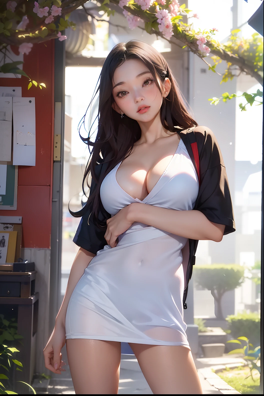 Araki woman posing for photo in short skirt, Guviz-style artwork, Realistic anime 3 D style, seductive anime girls, ilya kuvshinov with long hair, realistic anime artstyle, alluring tipha lockhart portrait, beautiful and seductive anime woman, Surrealism female students, Smooth anime CG art, Surrealism female students