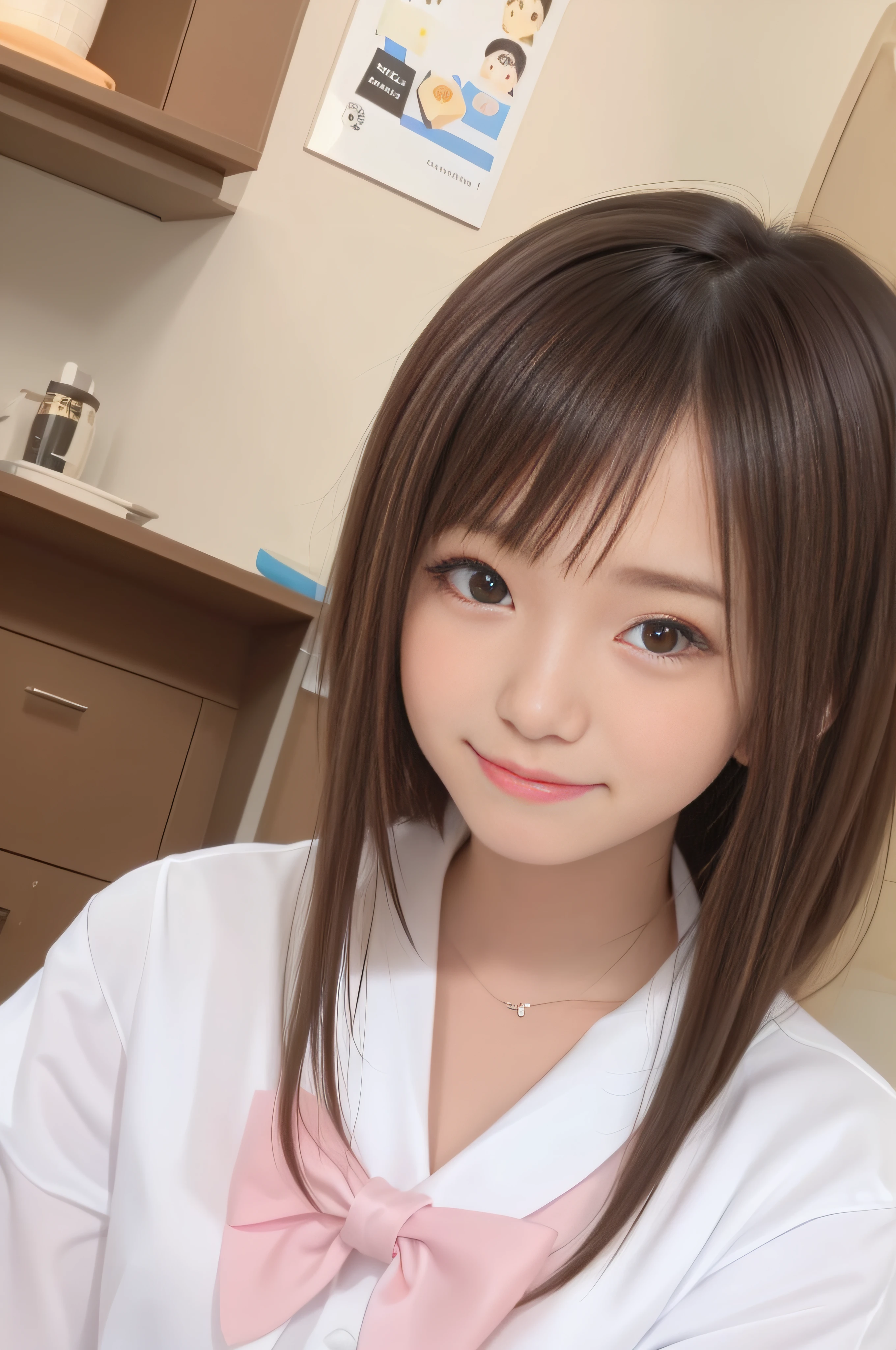 (Background white、White background、The background is all white)、4years old、brown haired、beautidful eyes、real looking skin、hi-school girl、a sailor suit、small tits、(8K、masterpiece)、(reallistic、Photorealsitic)、top-quality、ighly detailed、The ultra-detailliert、Beautie、cute little、japanes、Idol、a smile、ssmile、Close-up portrait、Healthy face