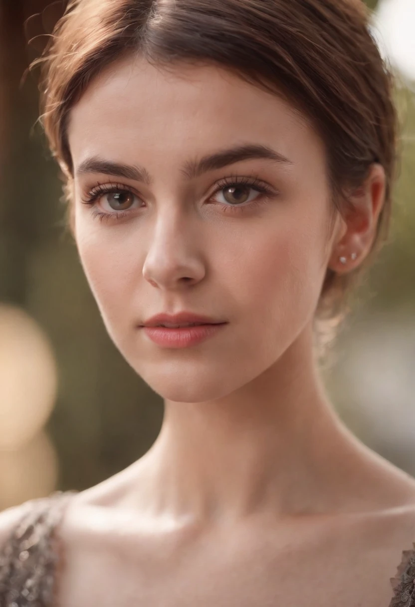 25 yr old girl , short hair, closeup shot and facing to the viewer.