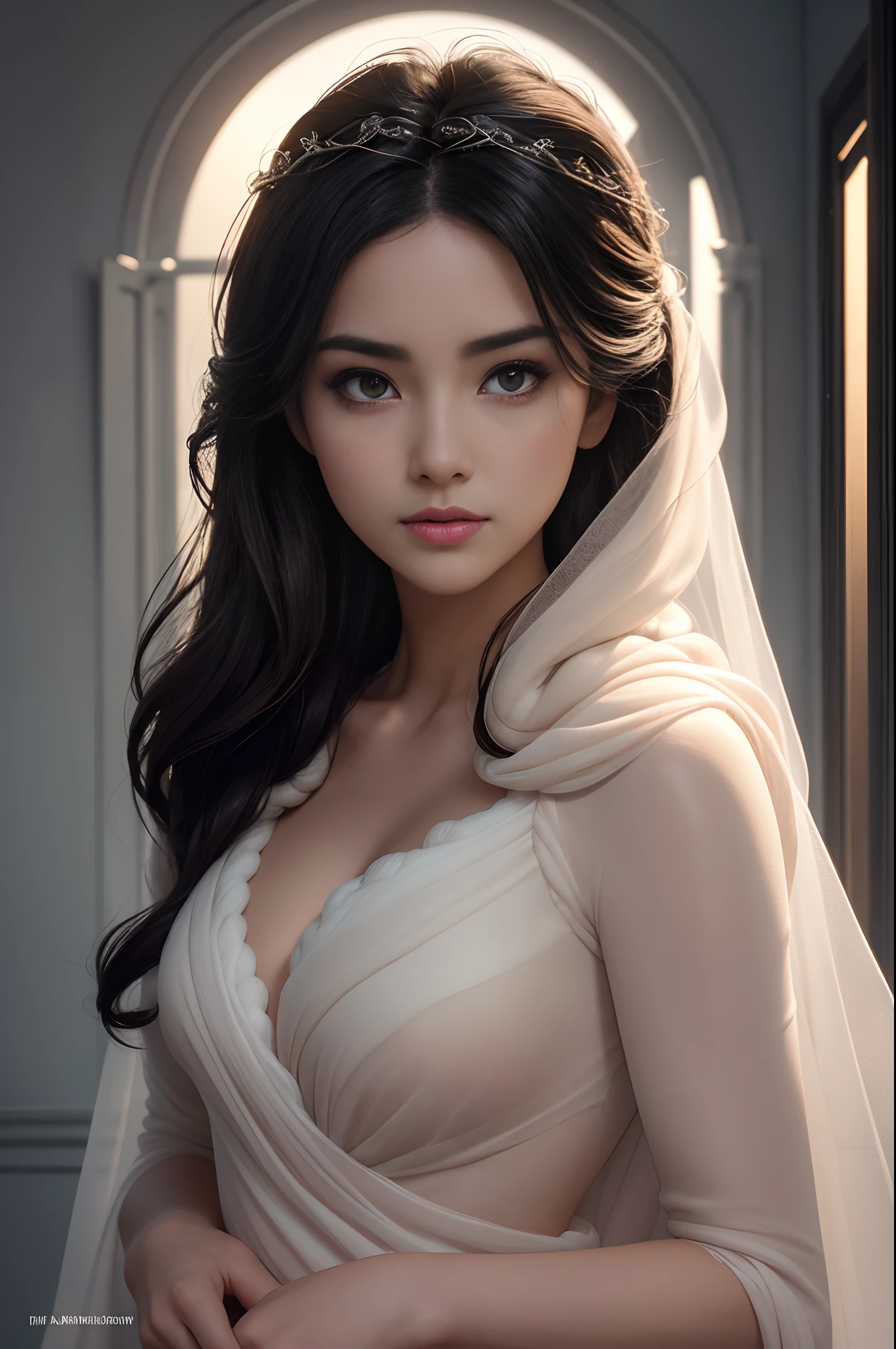 (masterpiece:1.2)、top-quality、(illustratio:1.2)、(ultra-detailliert)、Eye Focus、(Masterfully crafted Glow、pink lens flare)、(Cinematic background)、Hyper-detailing、(delicate detail)、(intricate detailes)、octan render、HDR、(Hyper-detailing:1.15)、(softlight:1.2)、extremely beautiful lady、(super model:1.3)、Woman made up of paint、entirely paint、Splat、Splash、A dark-haired(cabelos preto e longos:1.1)、(radiant eyes)、((make - up))、(cinematic masterpiece)、Delicate and powerful、 (Cinematic headlight)、((Caustic))、dynamic ungle、Beautiful detailed glow、ambient occlusion、ambient lights、ray trace reflection、(best illumination、extremely delicate and beautiful)、((ciinematic light))、(The soft:2)、vivid、highly contrast、back lighting、huge tit、Complex detailed EABA、red cloak、spear、