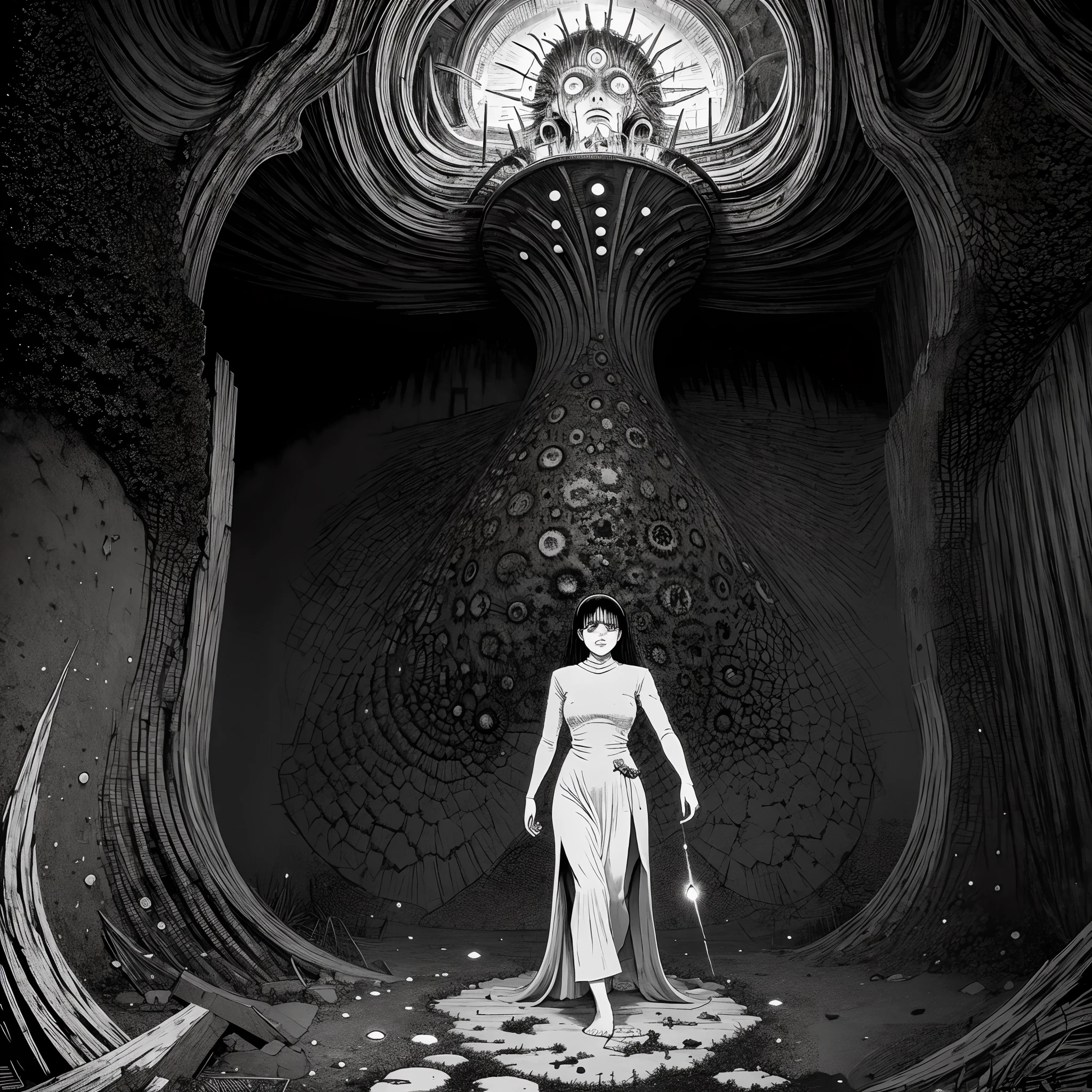 Junji Ito Black And White Manga Style, Jungian Alchemy, Self Development, Ego Death, Hero's Journey, Transcendence