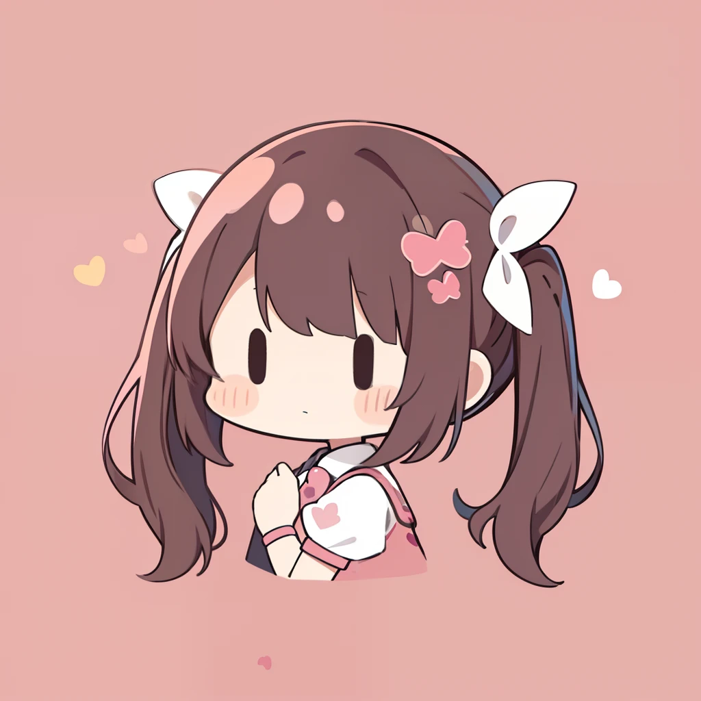 Y2K clothes((hot pink and white)),simple background((white)), hearts surrounding her.