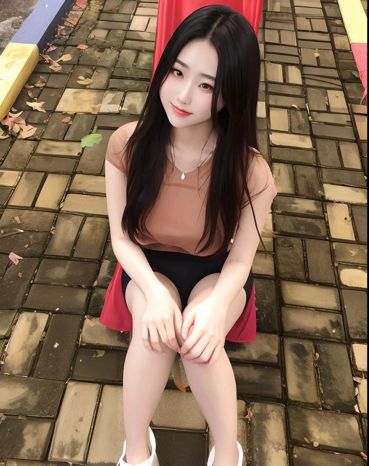 araffe asian woman sitting on a bench in a pink shirt, gorgeous young korean woman, korean girl, xintong chen, young and cute girl, asian girl, beautiful south korean woman, chinese girl, young asian girl, a cute young woman, beautiful young korean woman, trending at cgstation, jaeyeon nam, xision wu, sakimichan