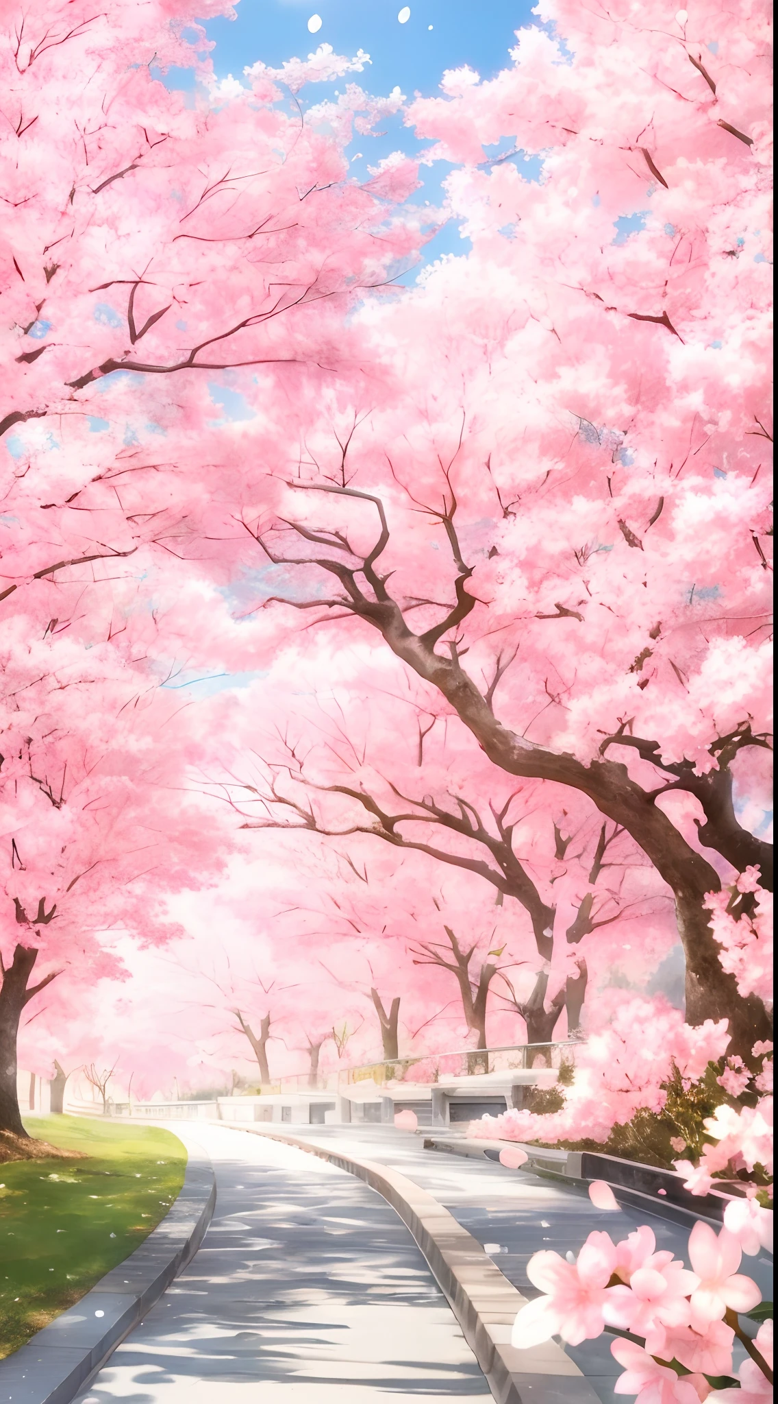 Cherry blossom petals flying，No characters appear