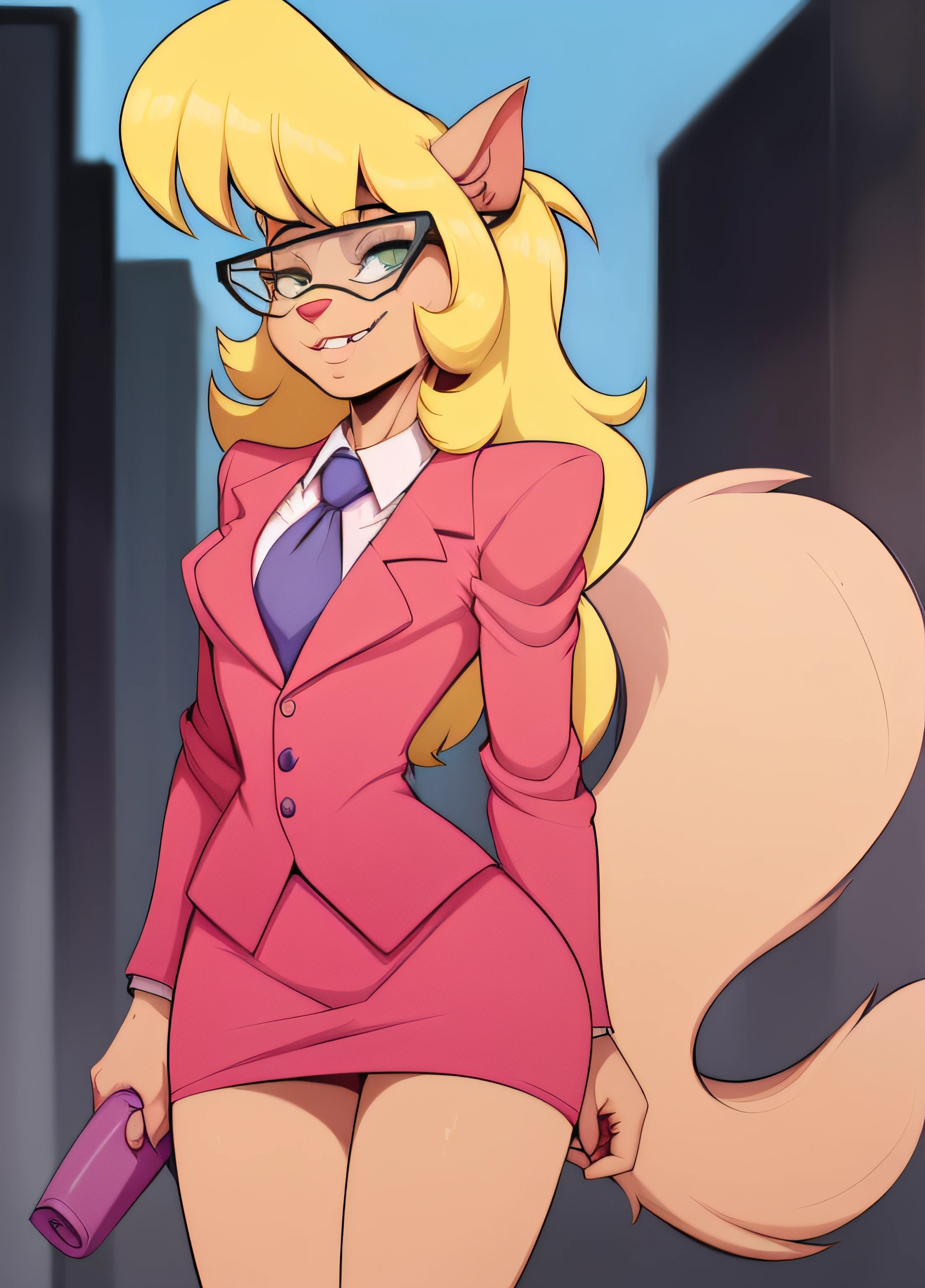 score_9, score_8_up, score_7_up, score_6_up, score_5_up, score_4_up, (Source furry), (rating safe),   1girl solo, outside, back alley, glasses, callie briggs, pink suit, detailed, detailed fur, (((skirt suit))), (((dress shirt))), (((necktie))), ((pink waistcoat)), double-breasted waistcoat, (((bodycon miniskirt))), pinup pose, pocket square, cufflinks, tie clip, squatting, high heels, blowjob, oral sex, deepthroat, fellatio, solo scene, tail, saliva, running mascara, blowbang, multiple men, facefuck, gangbang, multiple penises, balls deep, naked males, hands on head