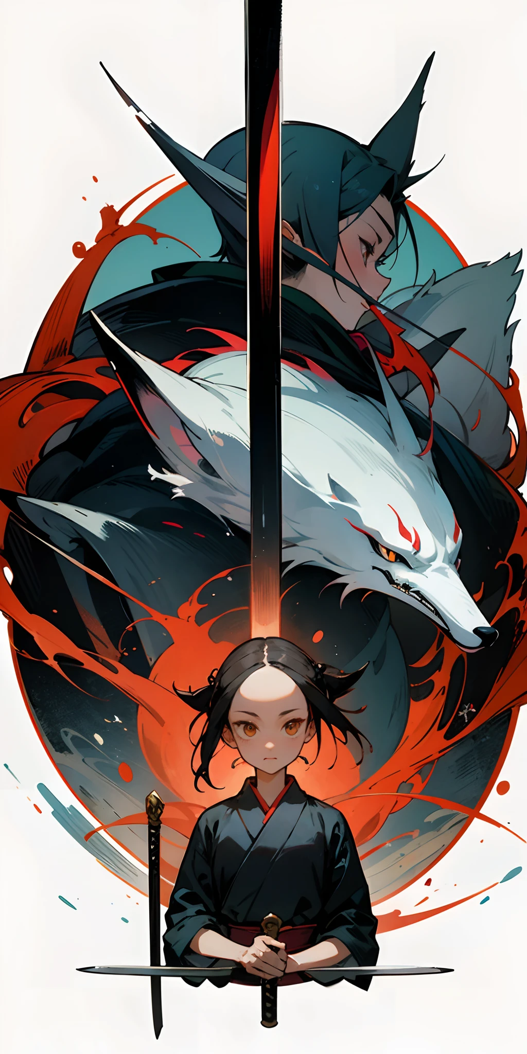 Q version of the fox,swordsman,IP image,National style
